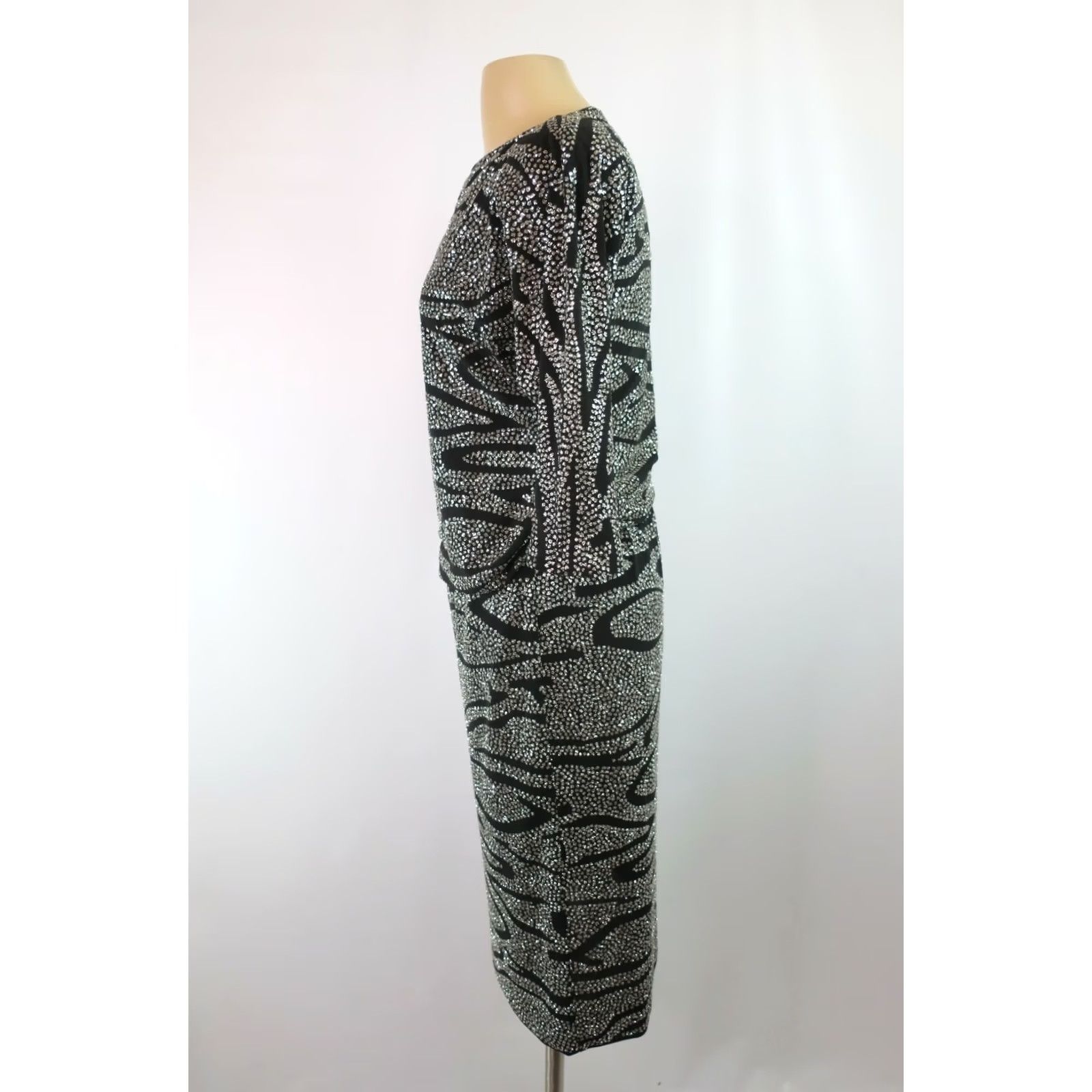 Vintage Ricki Lang Animal Print Dress Sequin Glitter VTG 2pc S/M Black Silver Cocktail Eveningwear Womens Size S / US 4 / IT 40 - 5 Thumbnail
