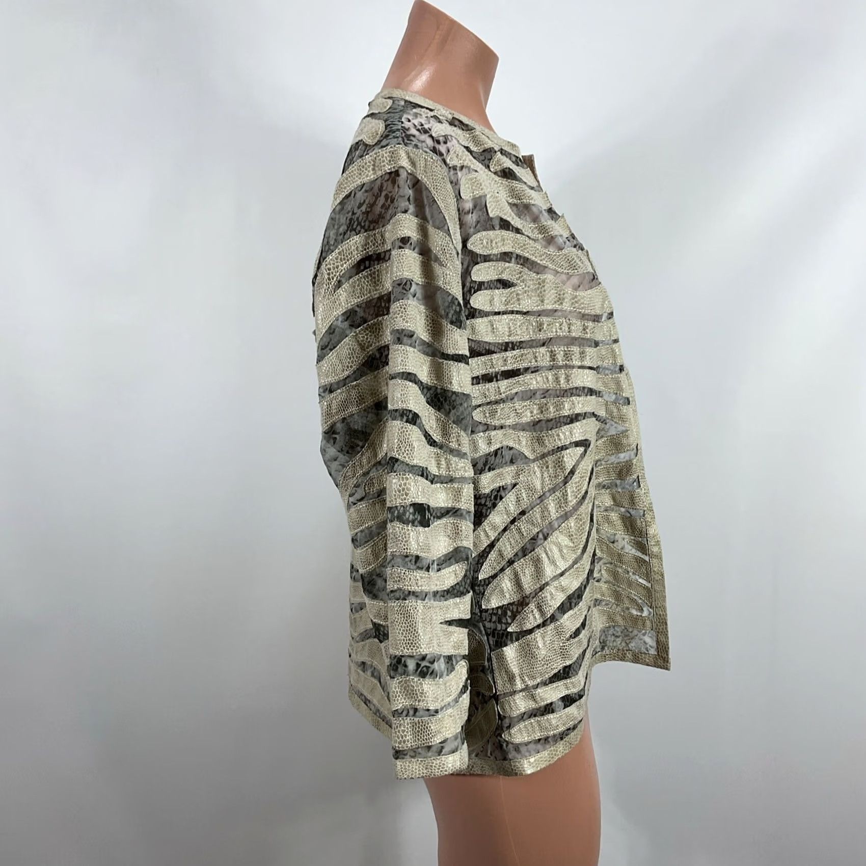 Vintage Chicos Travelers Collection snakeskin burnout jacket crop blazer kimono sz 1 Size M / US 6-8 / IT 42-44 - 5 Thumbnail