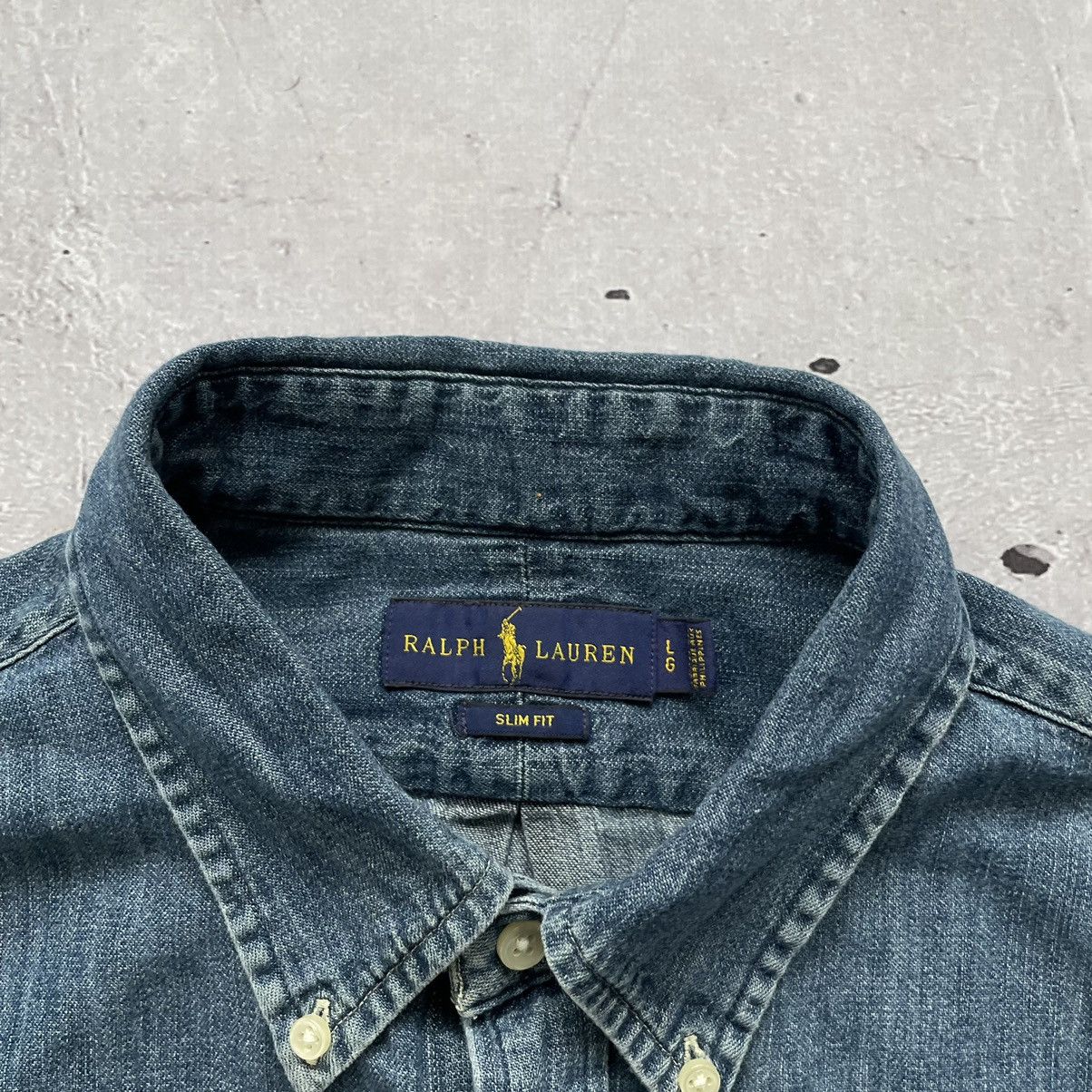Polo Ralph Lauren × Vintage 🔥Rare🔥Polo Ralph Lauren Blue denim shirt Size US L / EU 52-54 / 3 - 7 Thumbnail