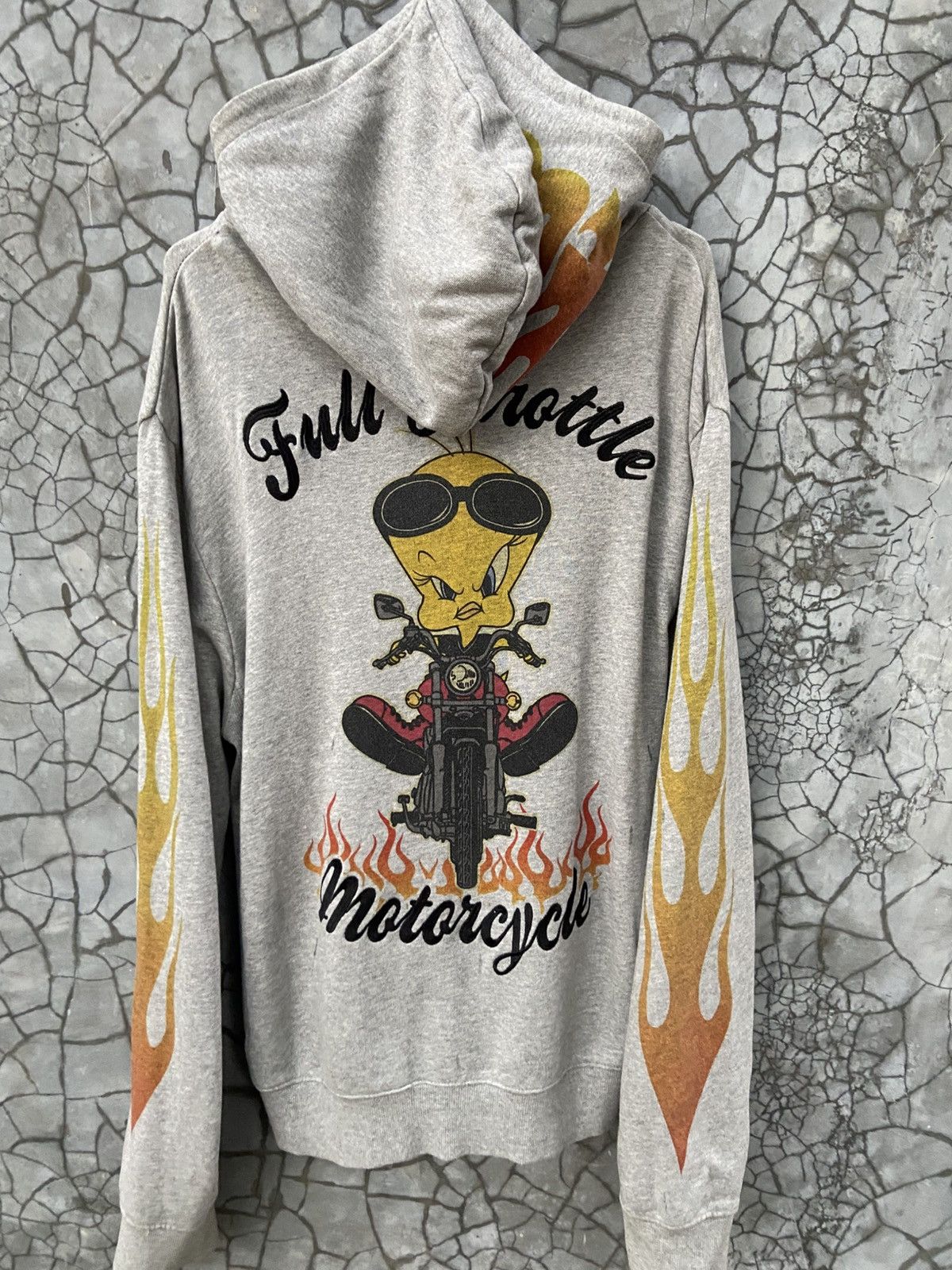 Japanese Brand × Vintage Vintage 90s Lowblow Knuckle X Looney Tunes Flame Zip Hoodie Size US L / EU 52-54 / 3 - 5 Thumbnail