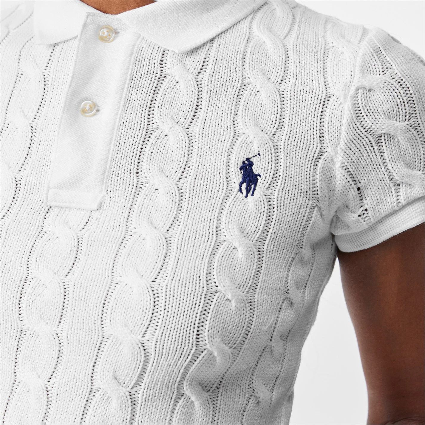 Polo Ralph Lauren o1g2r1mq1025 Short Sleeved Cable Knit Jumper in White Size S / US 4 / IT 40 - 3 Thumbnail