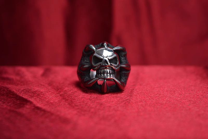 Jewelry Skull Punk Jewelry Rings Open Size Chrome Ring (Size 7-13) Size ONE SIZE - 6 Thumbnail