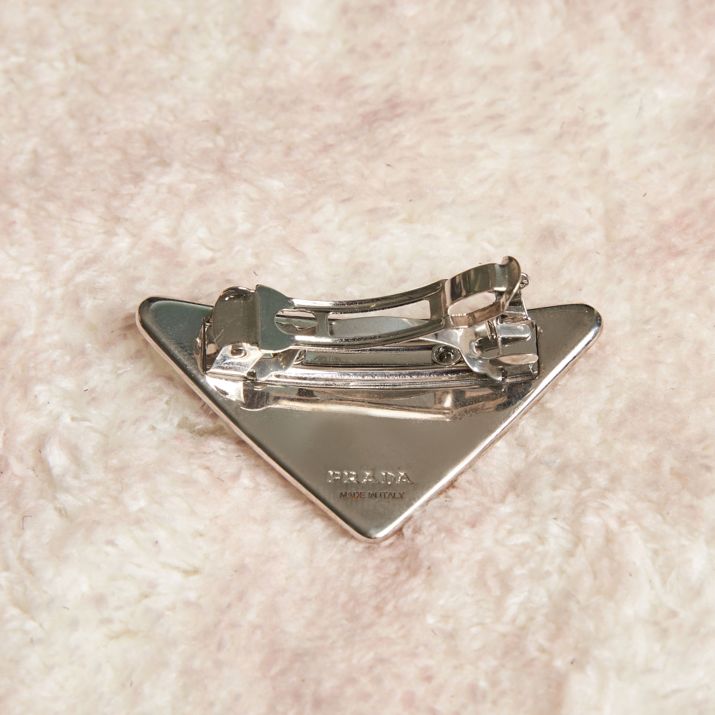 Prada PRADA Triangle Logo Clip Fastened Hairpin BLACK Size ONE SIZE - 2 Thumbnail