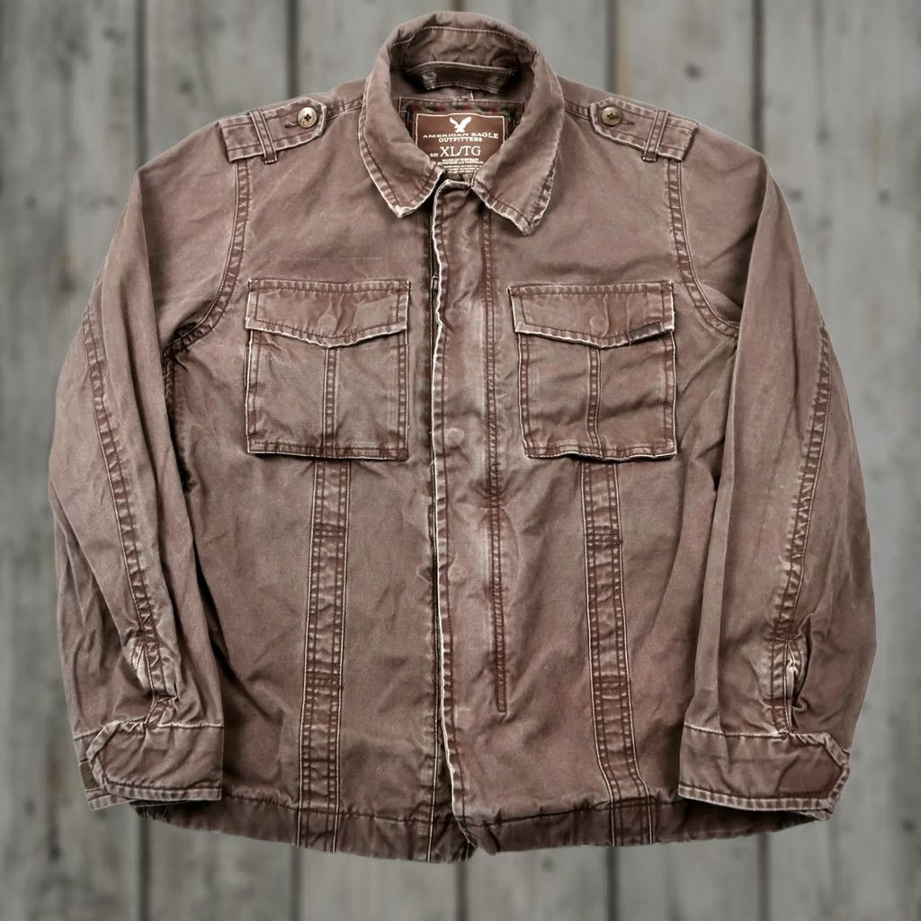 American Eagle Outfitters American Eagle Outfitters Brown Military Jacket Men's XL Zip Button Casual Size US XL / EU 56 / 4 - 1 Thumbnail