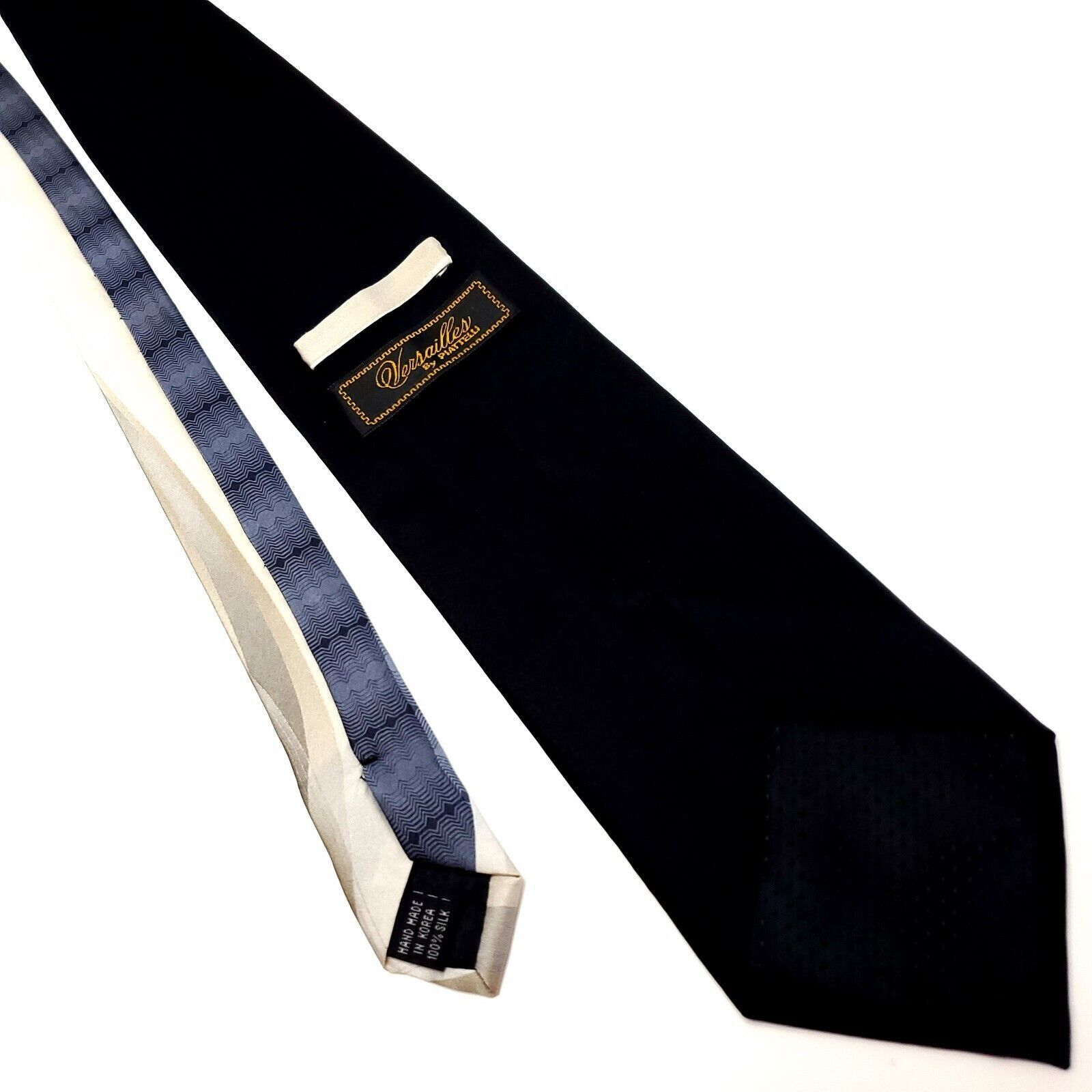 Piattelli Piatelli Versailles Beige Black Silk Tie Woven Solid Wide Size ONE SIZE - 3 Thumbnail