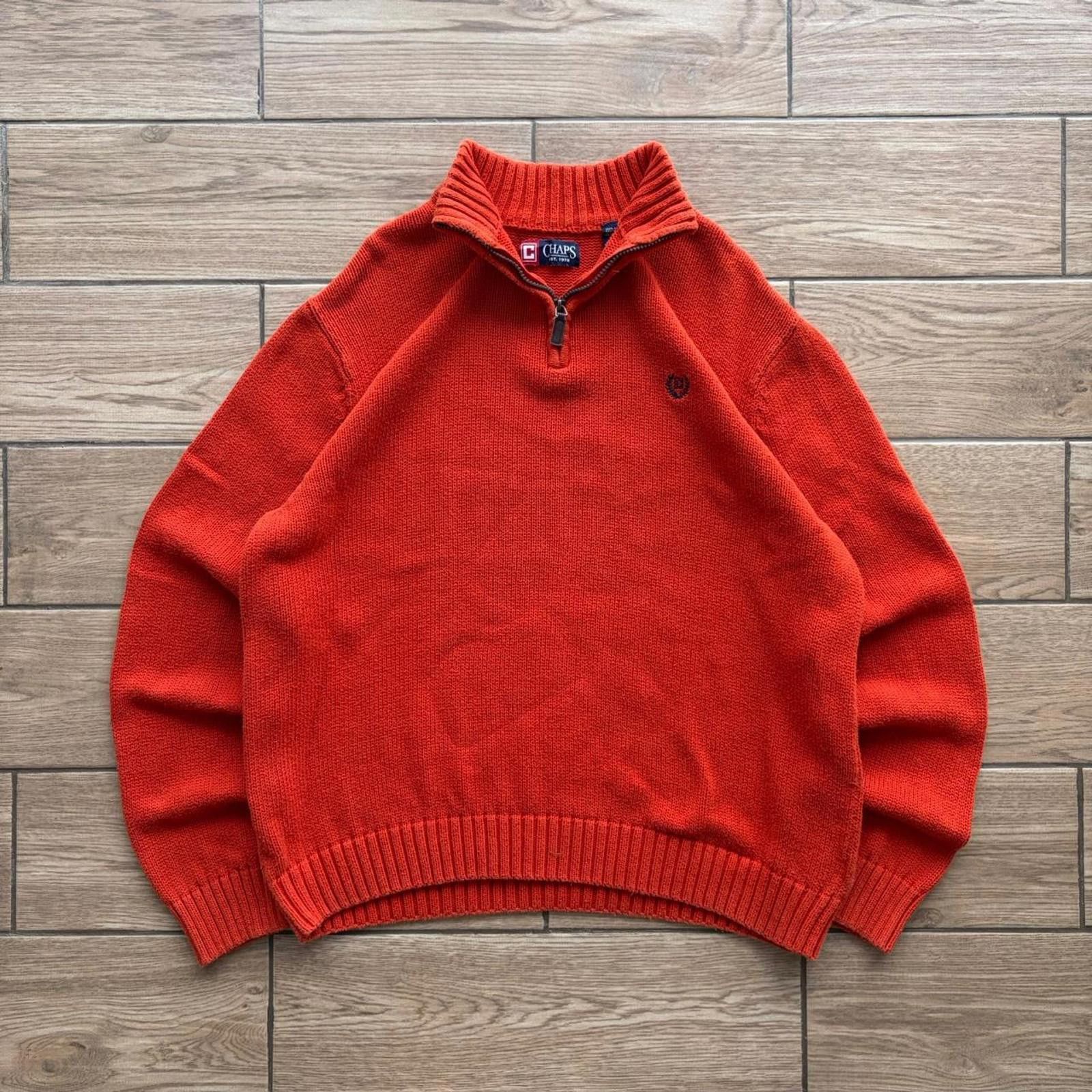 Chaps Vintage Orange Chaps Knit Quarter Zip Sweater Size US XL / EU 56 / 4 - 1 Thumbnail