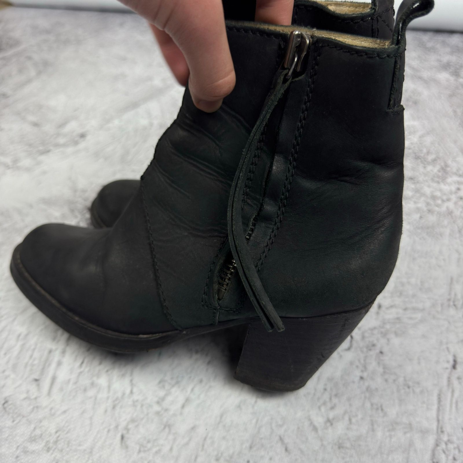 Acne Studios Acne Piston Womens Black Leather Side Zip Block Heel Boot 36 Size US 6 / IT 36 - 5 Thumbnail