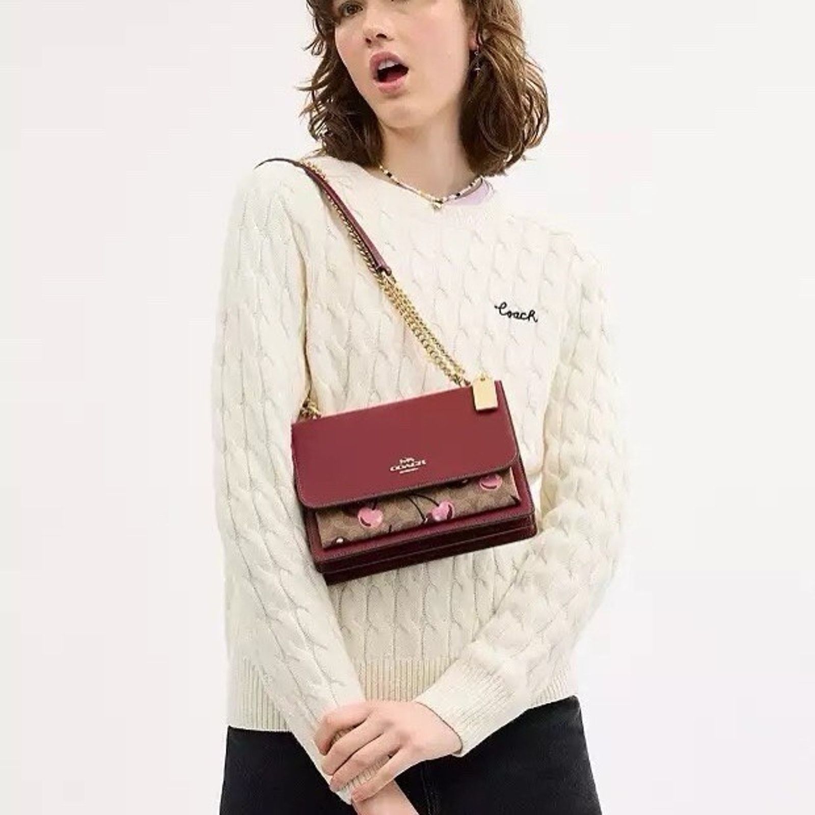 Coach NWT Coach Klare Crossbody Bag Cherry CY689 Gold Size ONE SIZE - 8 Thumbnail