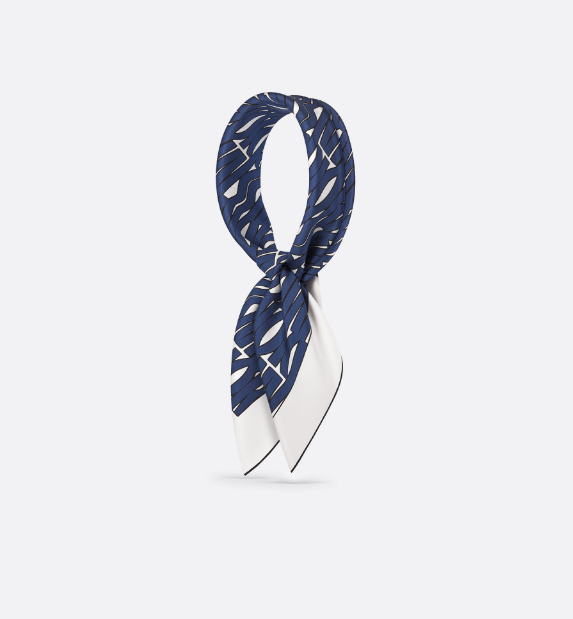 Dior o1w1db10625 Size : OS / Square Scarf in White/Navy Blue Size ONE SIZE - 1 Thumbnail