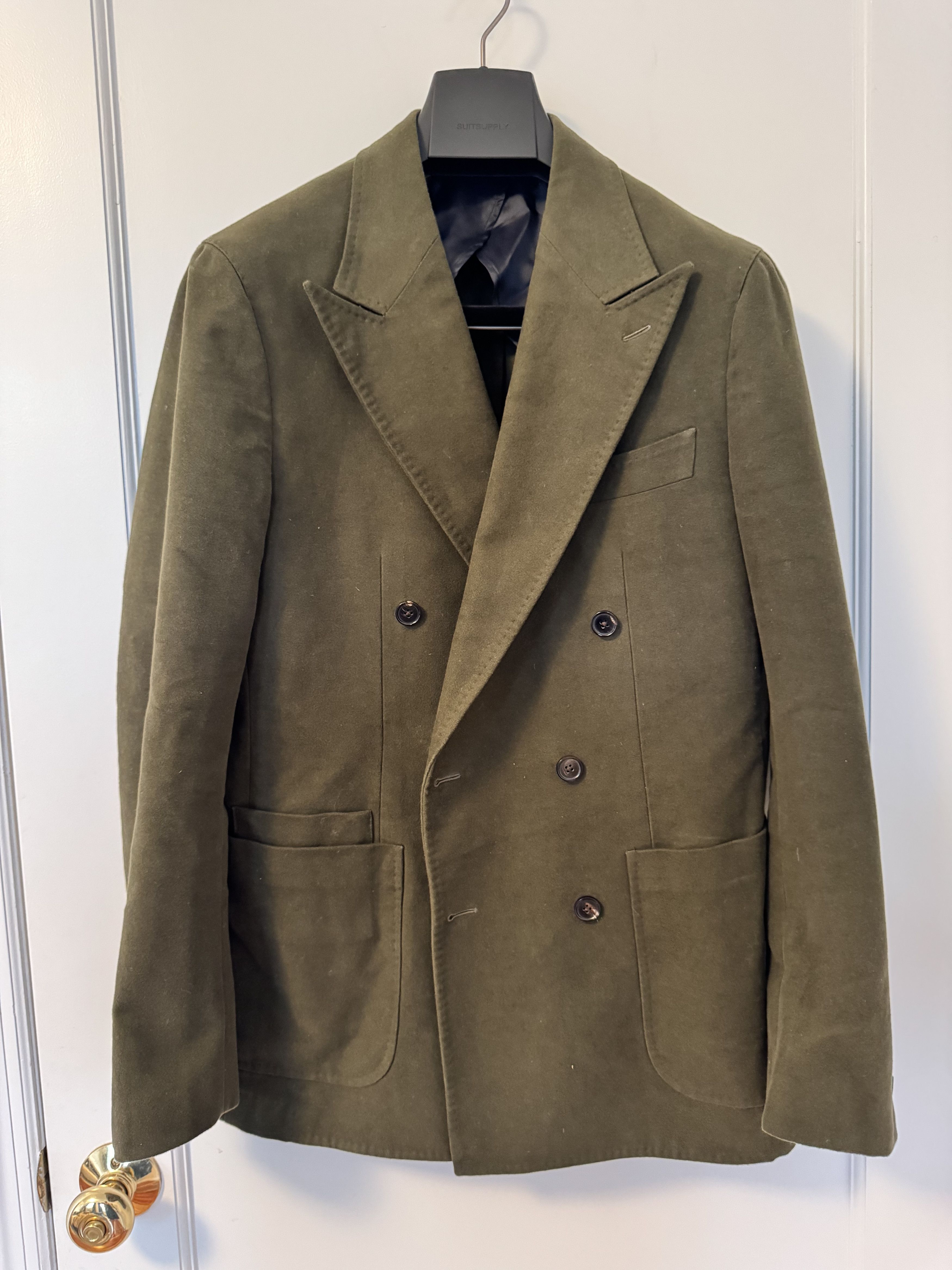 Spier & Mackay Spier & MacKay • Olive Moleskin Double-Breasted Blazer • 40R Size 40R - 1 Thumbnail