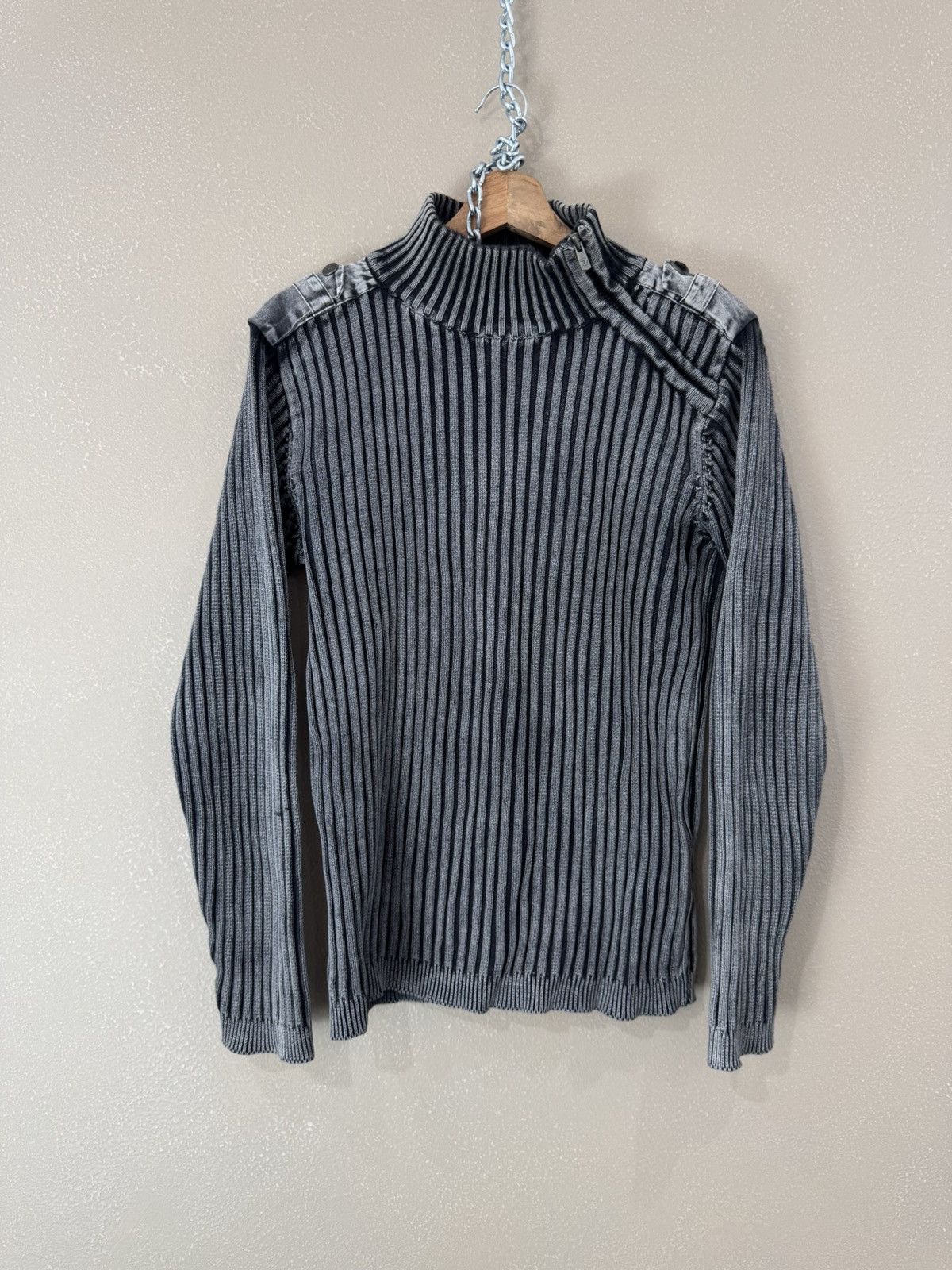 Other 00s Diesel Style Military Knit Rib Striped Sweater Y2K Size US S / EU 44-46 / 1 - 1 Thumbnail