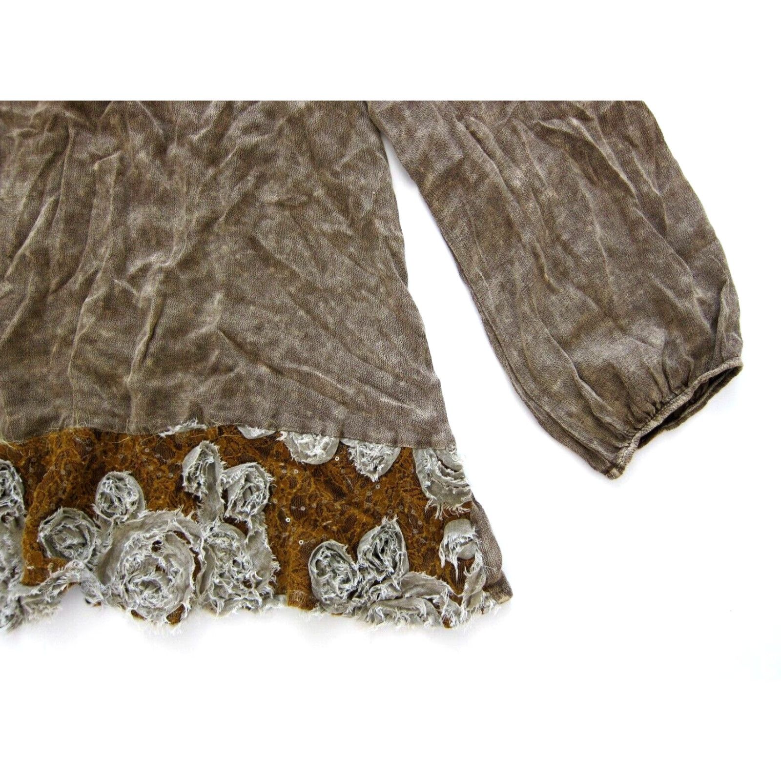 Vintage Radzoli 100% Rayon Brown Long Sleeve Floral Tunic Peasant Blouse Top Woman XL Size XL / US 12-14 / IT 48-50 - 7 Thumbnail