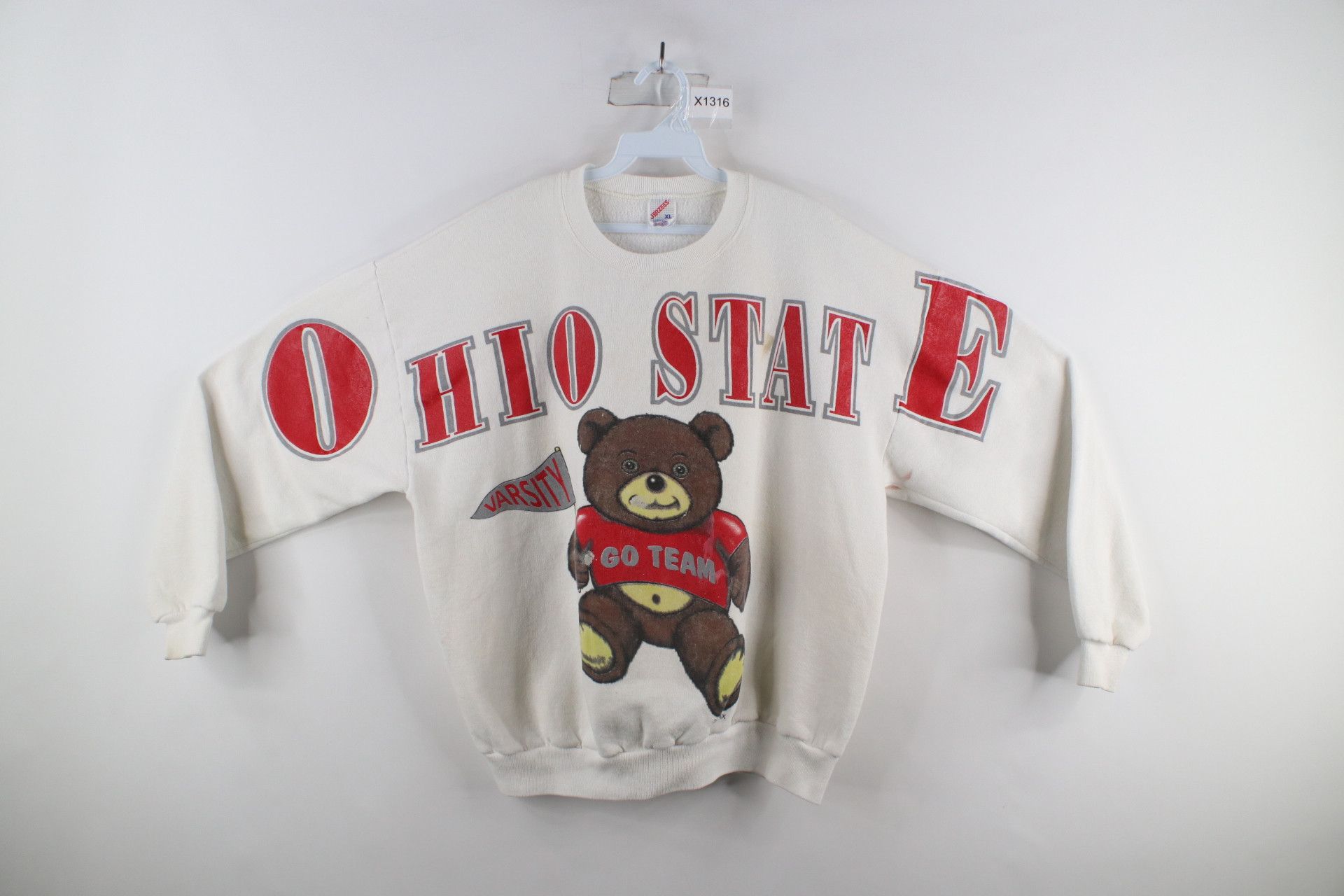 image of Vintage 90's Bear Ohio State University Sweatshirt White Usa, Women's (Size XL)