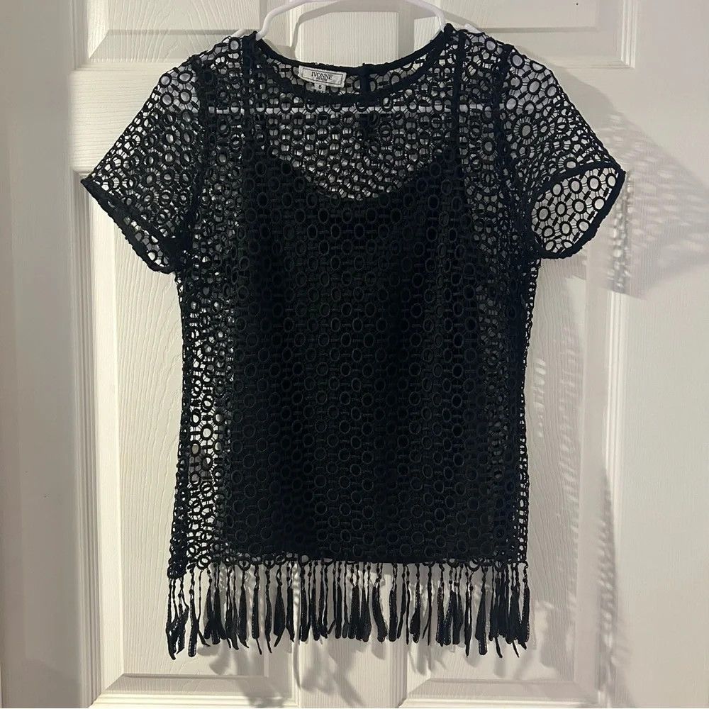 Vintage vintage boho gothic open knit beachy 60s 70s retro hippie Size M / US 6-8 / IT 42-44 - 2 Thumbnail