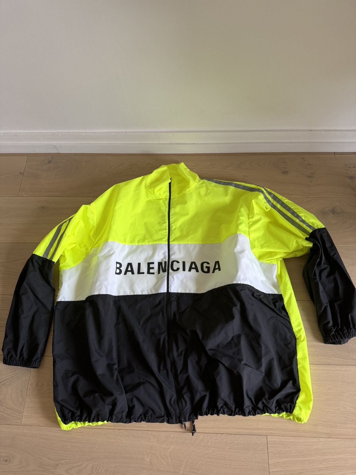 image of Balenciaga Yellow Black Logo Track Jacket 39 in Black/Yellow, Men's (Size XL)