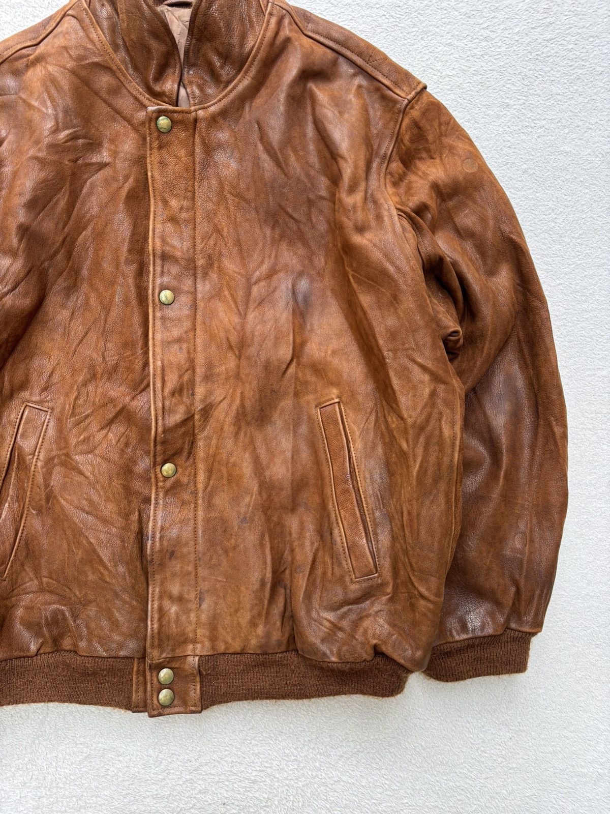 Golden Bear 1980s Golden Bear Cognac Bomber Leather Jacket Size US XL / EU 56 / 4 - 3 Thumbnail