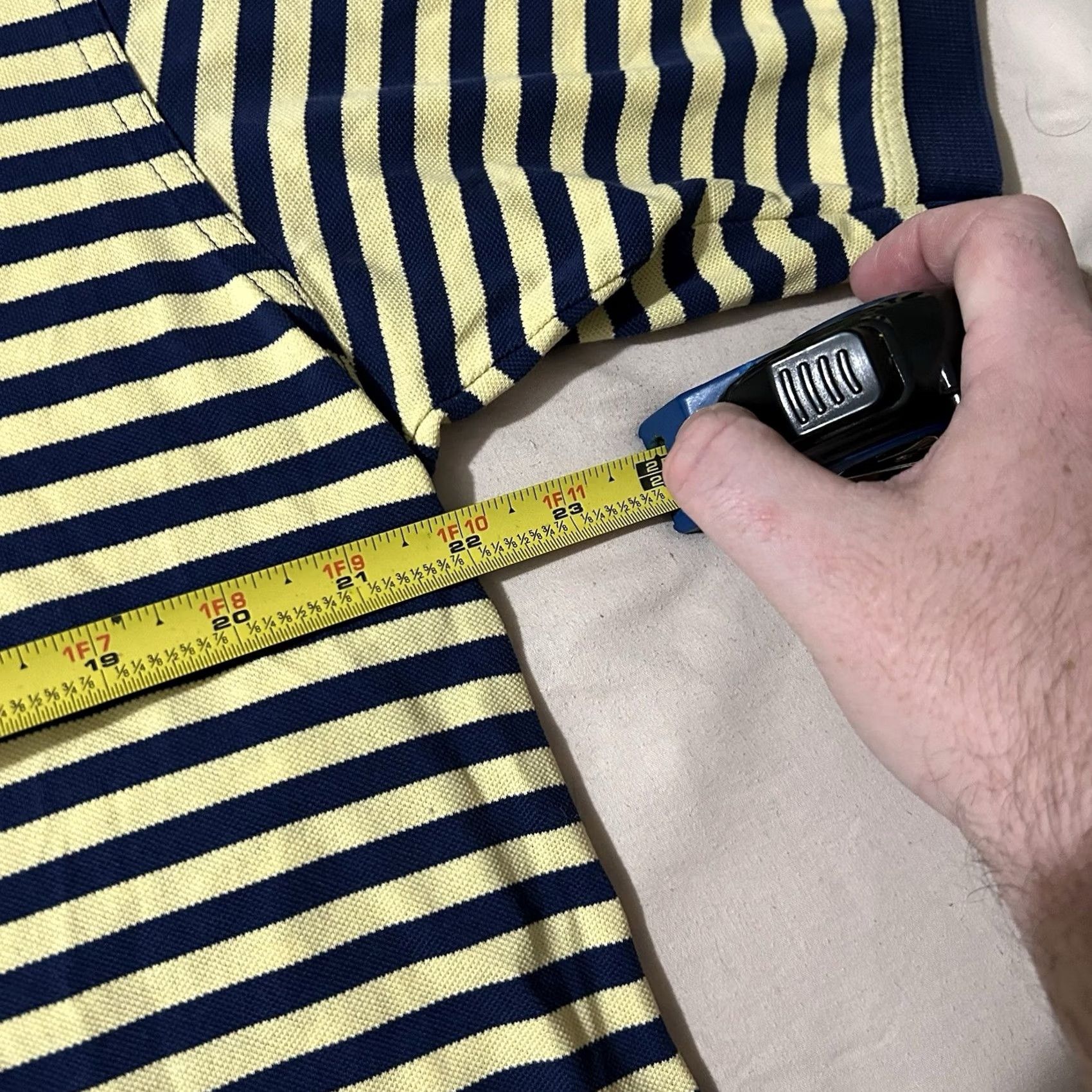 Vintage VINTAGE Masters Golf Polo Striped Yellow Navy L 90s Mens Golf Tournament Polo L Size US L / EU 52-54 / 3 - 5 Thumbnail