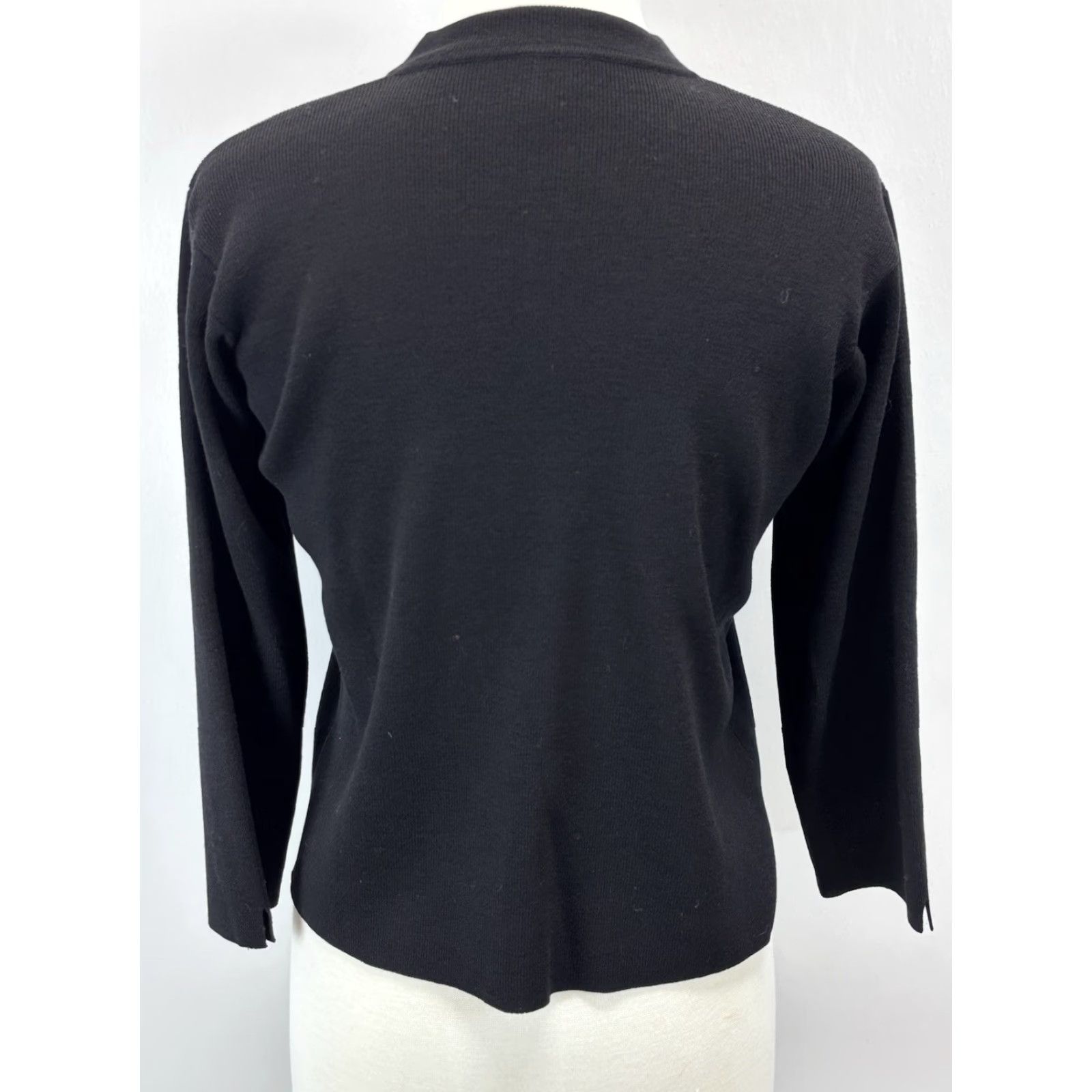 Eileen Fisher Eileen Fisher 100% Wool Black Cardigan Sweater PS Petites Womens Long Sleeve Button Classic Size S / US 4 / IT 40 - 3 Thumbnail