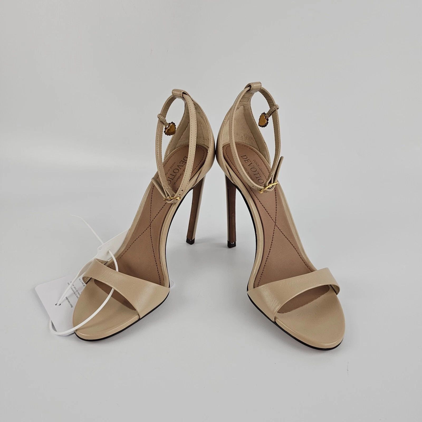 Dolce & Gabbana D&G Devotion Beige Leather 105mm Sandals New/Authentic Size US 11 / IT 41 - 6 Thumbnail