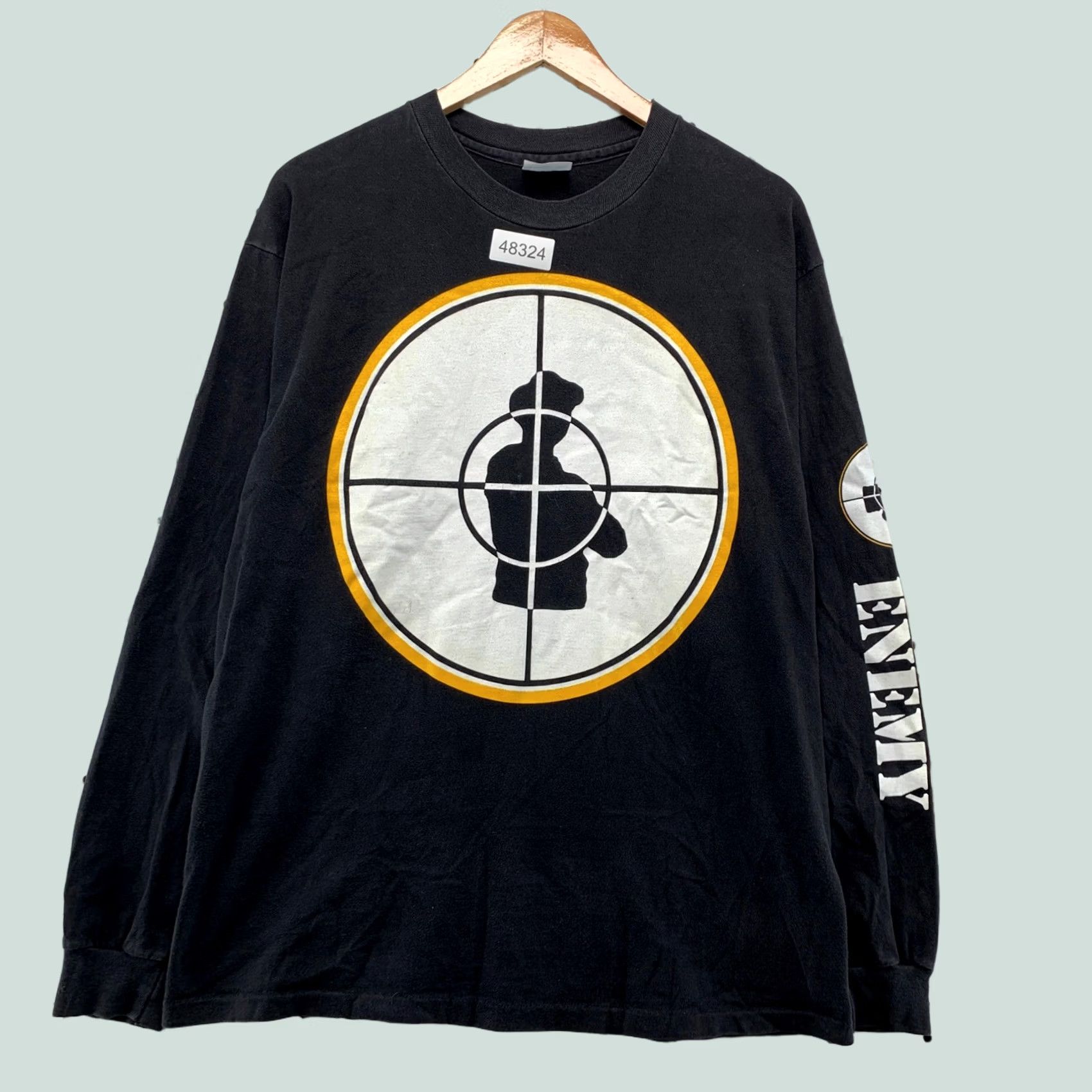 Hanes VINTAGE Public Enemy Long Sleeve T Shirt Mens L Hanes Beefy-T Black 90s Hip Hop Retro Graphic Logo Tee Size US L / EU 52-54 / 3 - 1 Thumbnail