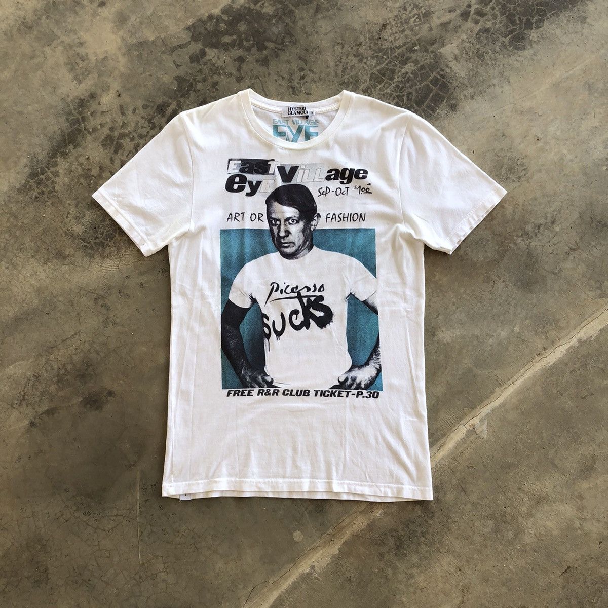 image of Hysteric Glamour X East Village Eye Photo Print T-Shirt in White, Men's (Size Small)