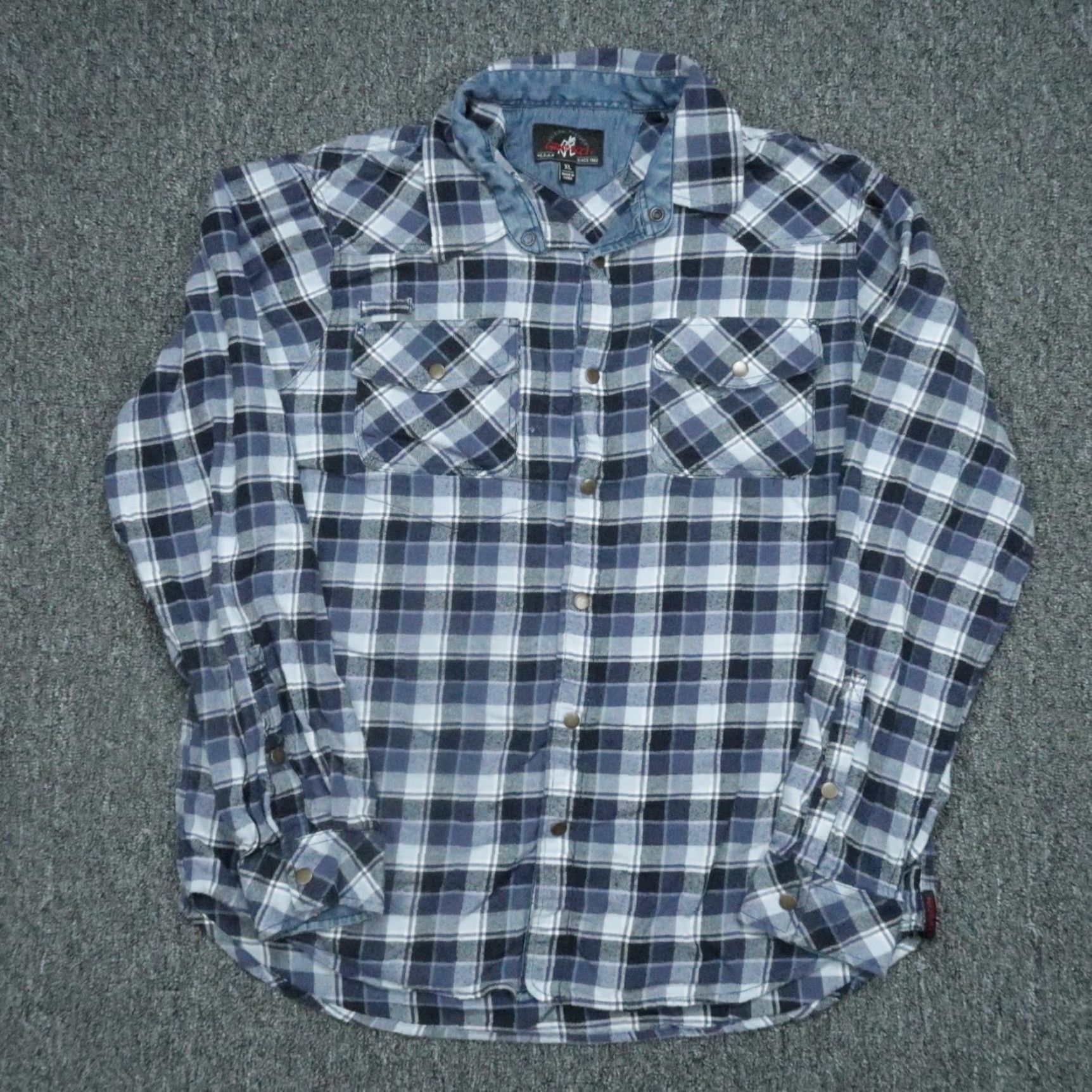 Gramicci VINTAGE Gramicci Shirt Mens XL Blue Plaid Flannel Snap Long Sleeve Button Outdoors VTG Size US XL / EU 56 / 4 - 2 Thumbnail