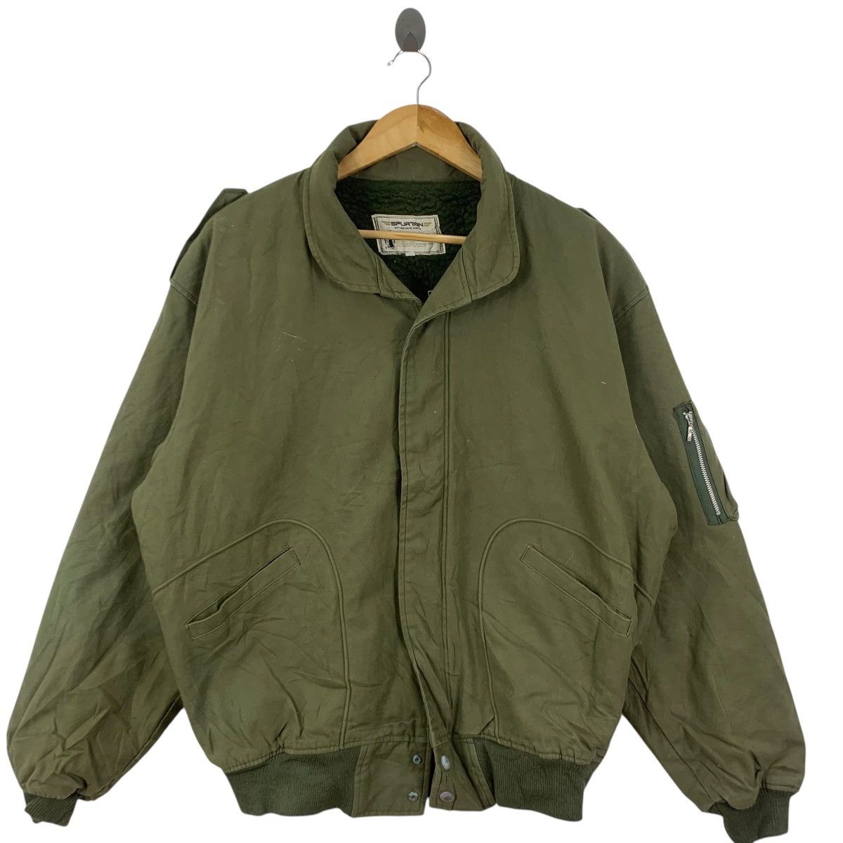 Vintage Vintage SPURTION JAPAN MA-1 Military Shearling Bomber Jacket Size US XXL / EU 58 / 5 - 5 Thumbnail