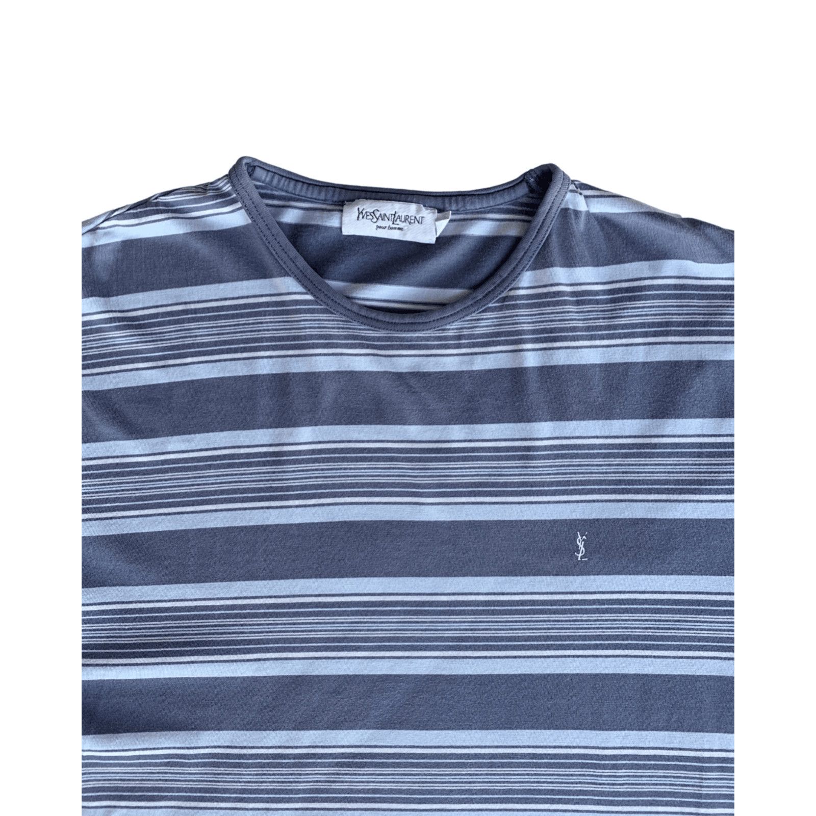 Vintage × Yves Saint Laurent YSL Logo Striped T-Shirt Size US L / EU 52-54 / 3 - 2 Thumbnail