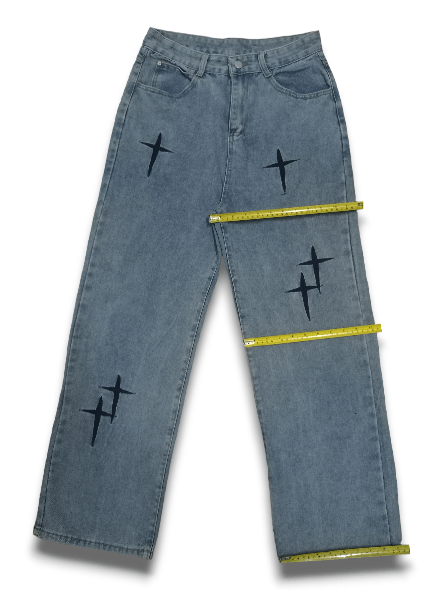 Japanese Brand Vintage Japanese Brand Cross Embroidered Baggy Jeans Size US 28 / EU 44 - 12 Thumbnail