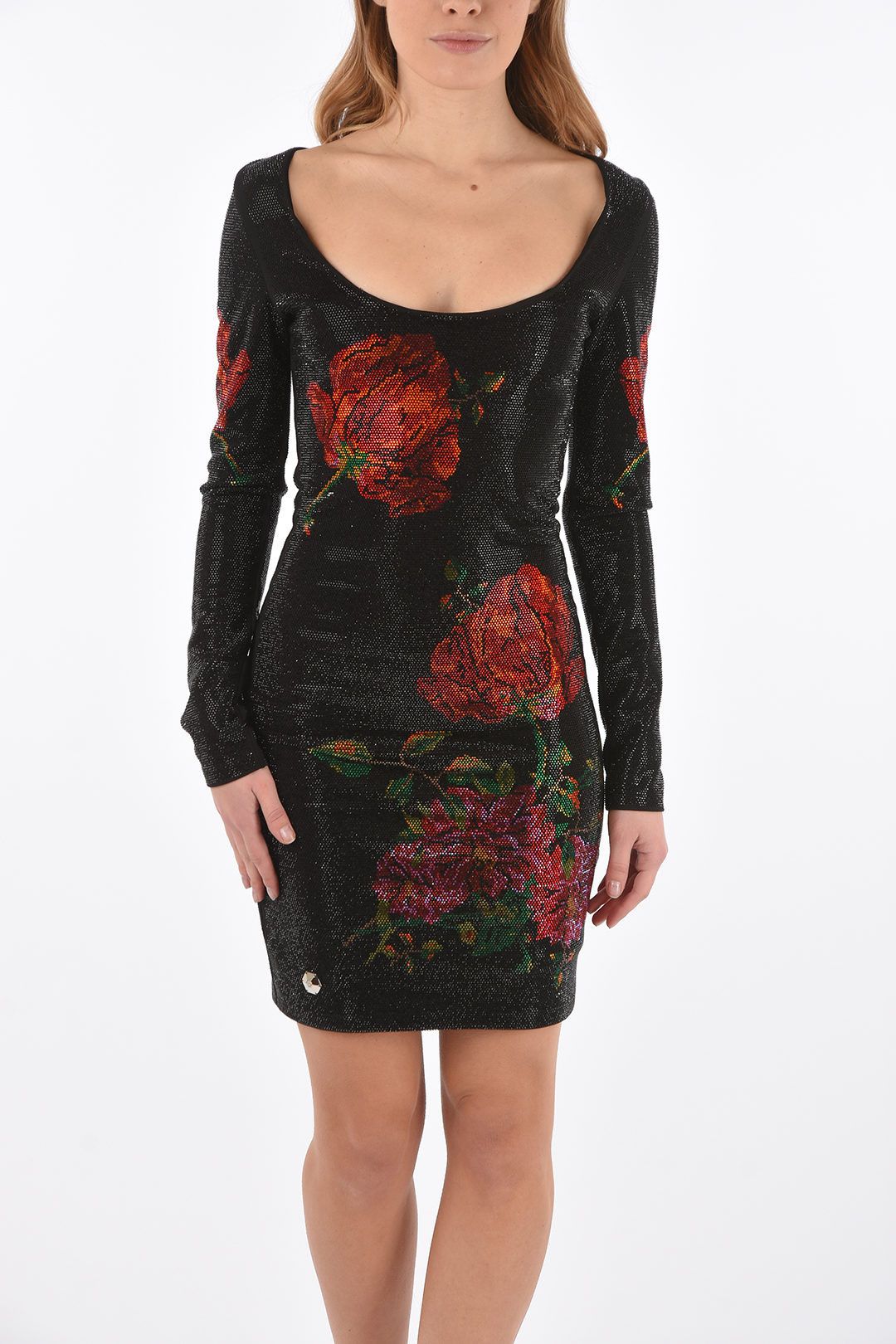 Philipp Plein og1mm0824 All Over Mini Dress With Roses in Multicolor Size S / US 4 / IT 40 - 4 Thumbnail