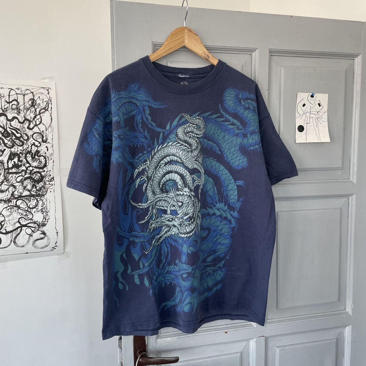 Japanese Brand × Vintage Vintage Dragon Japanese T-shirt Blue size XL Size US XL / EU 56 / 4 - 2 Thumbnail