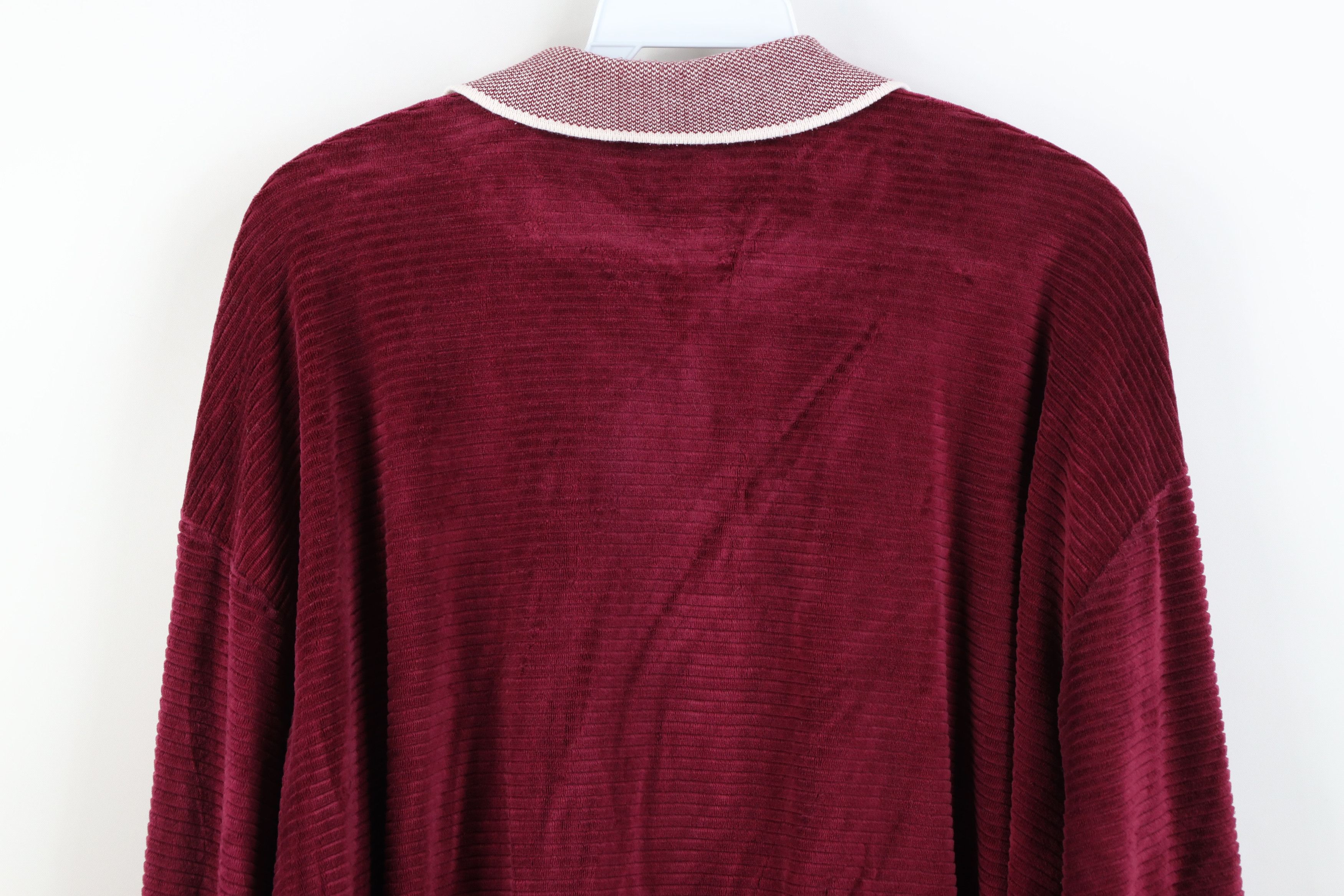 Vintage Vintage 90s Streetwear Ribbed Knit Pullover Polo Shirt Red Size US XL / EU 56 / 4 - 14 Thumbnail