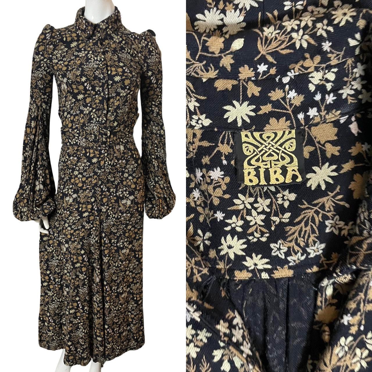 image of Biba London Vintage 1960S Floral Maxi Dress in Black, Women's (Size XS)