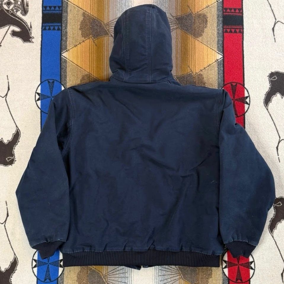 Carhartt VINTAGE Carhartt Blue Hooded Jacket XL Canvas Quilt Lined J140-DNY, 90s, Active Jacket, Zip, Regular, Men, Winter Fall Spring, Travel Workwear Size US XL / EU 56 / 4 - 7 Thumbnail