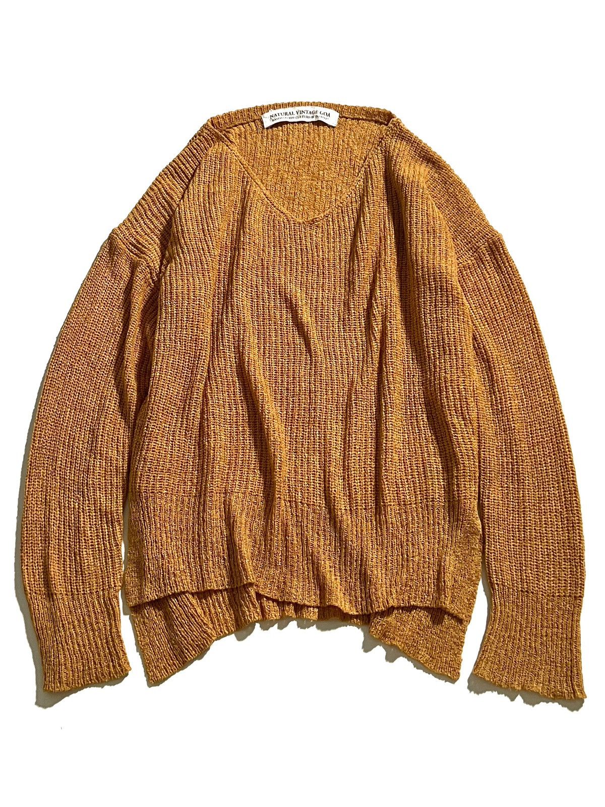 Japanese Brand Natural Vintage GOA Mustard Knit Sweater 00s Size ONE SIZE - 1 Thumbnail