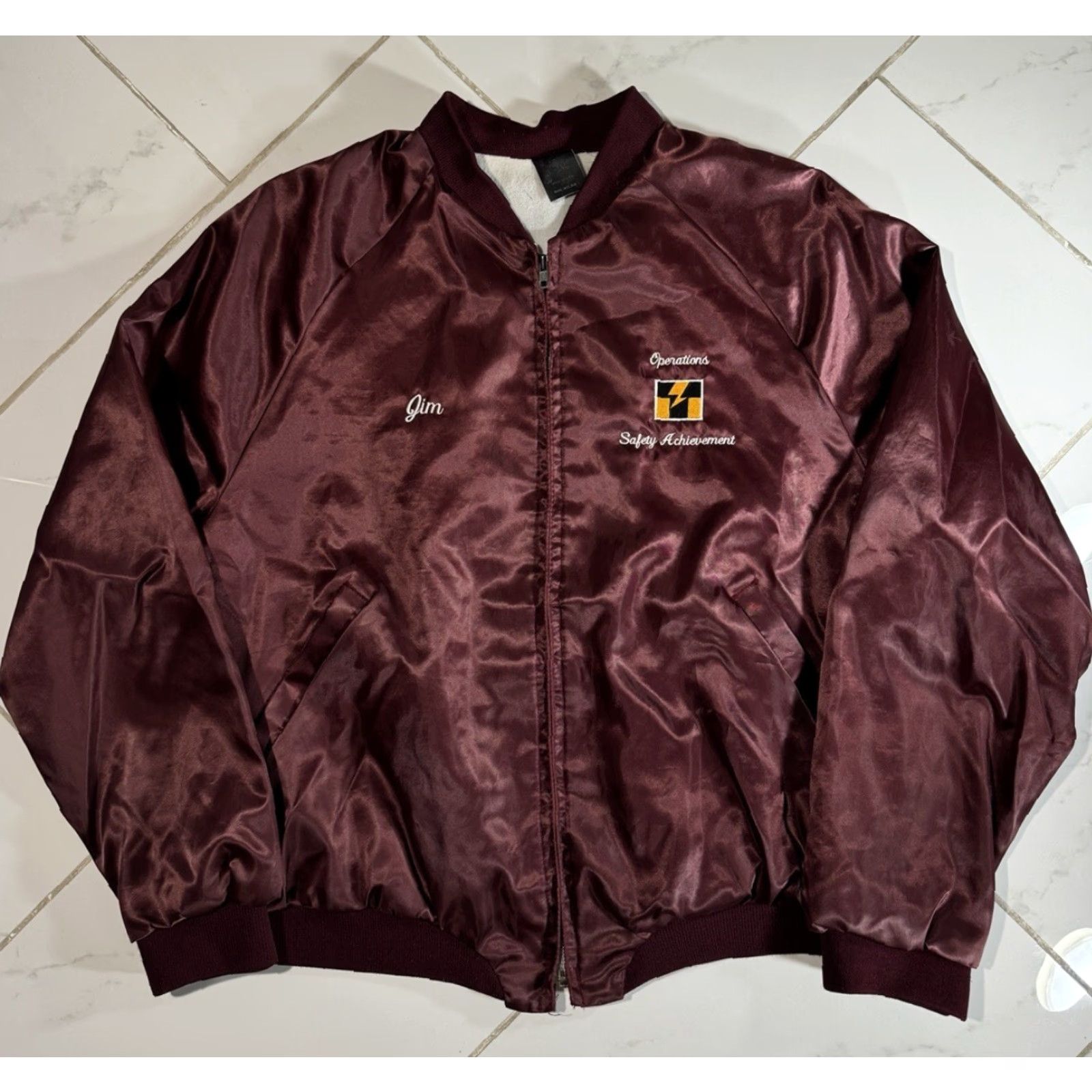 Vintage VINTAGE 80s Operations Safety Satin Bomber Jacket Large Mens Purple Maroon Nylon Satin Bomber Jacket 80s Theme Size US L / EU 52-54 / 3 - 2 Thumbnail
