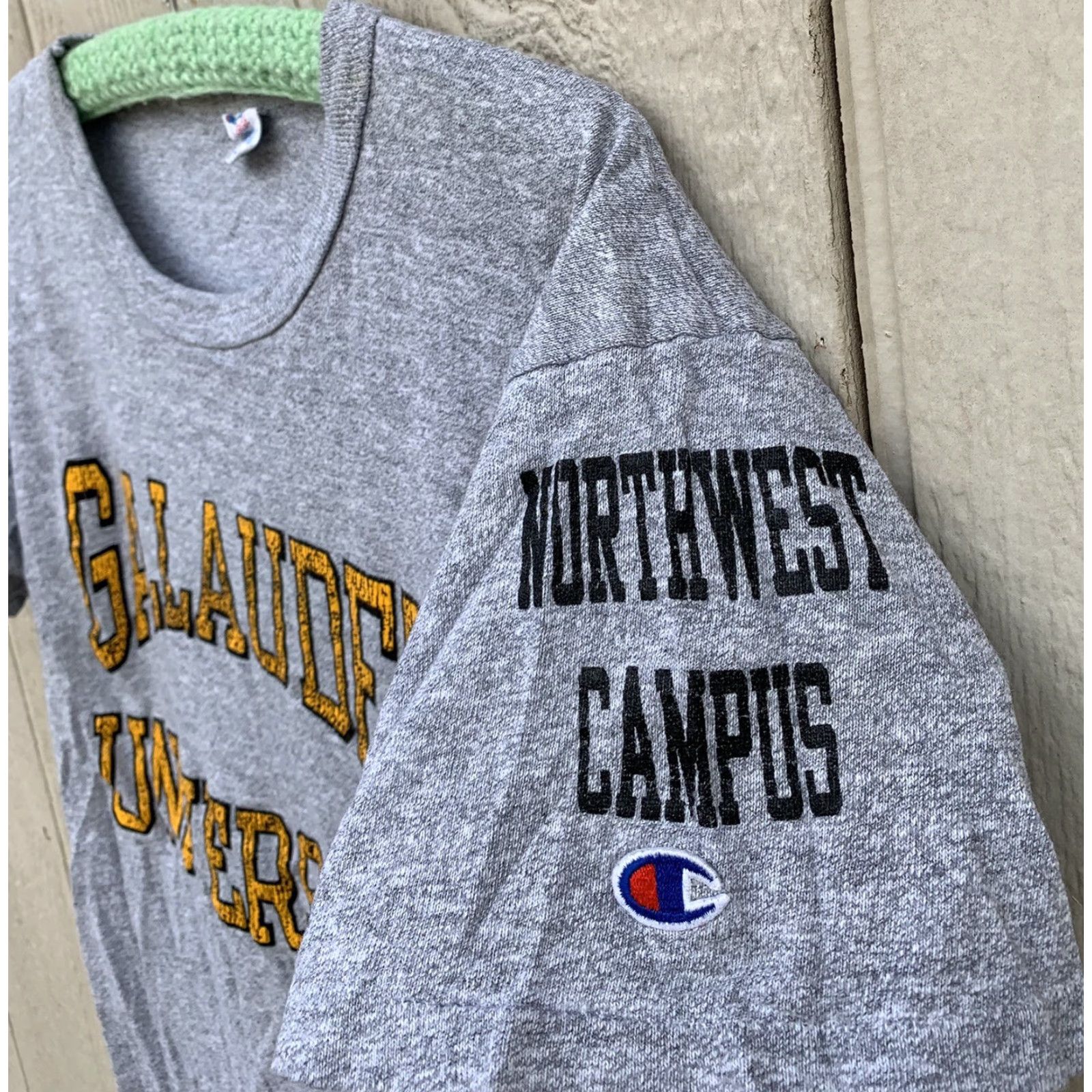 Champion VINTAGE Champion T-Shirt Northwest Campus Gallaudet University 80s Logo Graphic Men L Gray Short Sleeve Size US L / EU 52-54 / 3 - 4 Thumbnail