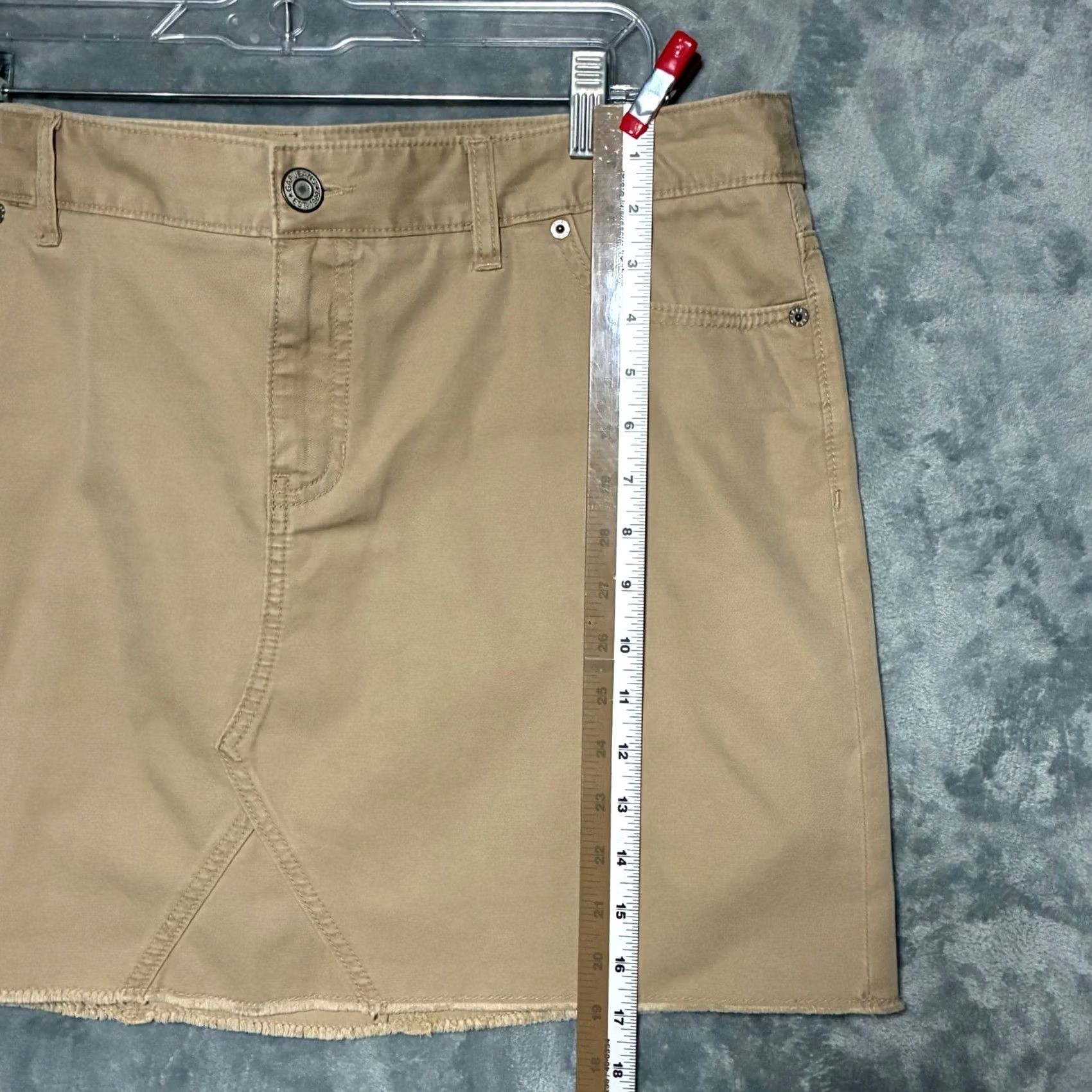 Gap Gap Womens Khaki Tan Cotton Denim Mini Skirt Raw Hem Size 16 Size 38" / US 16 / IT 52 - 7 Thumbnail