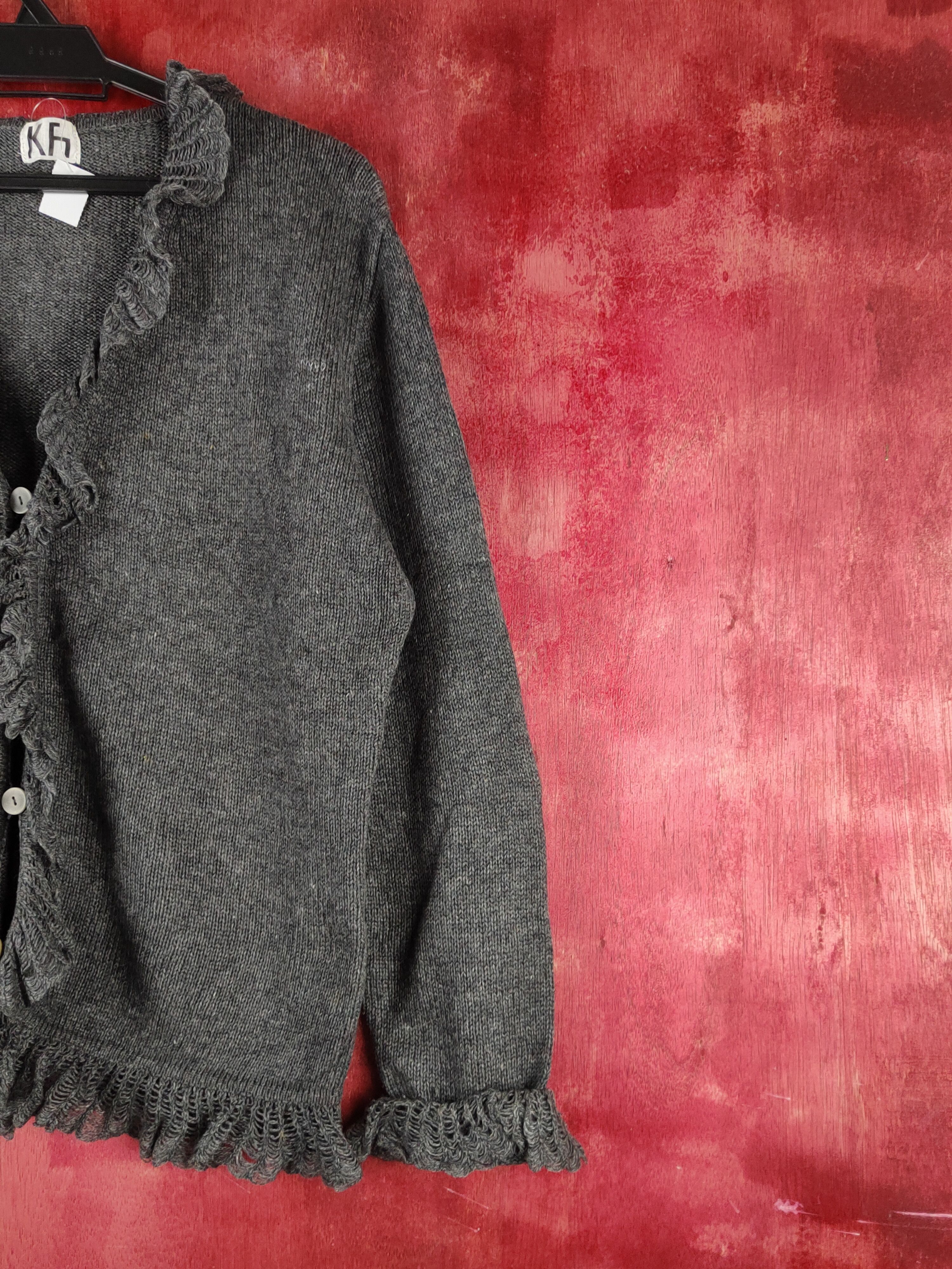 Japanese Brand Kh Dark Gray vintage Knitwear Cardigan #S2379 Size L / US 10 / IT 46 - 5 Thumbnail
