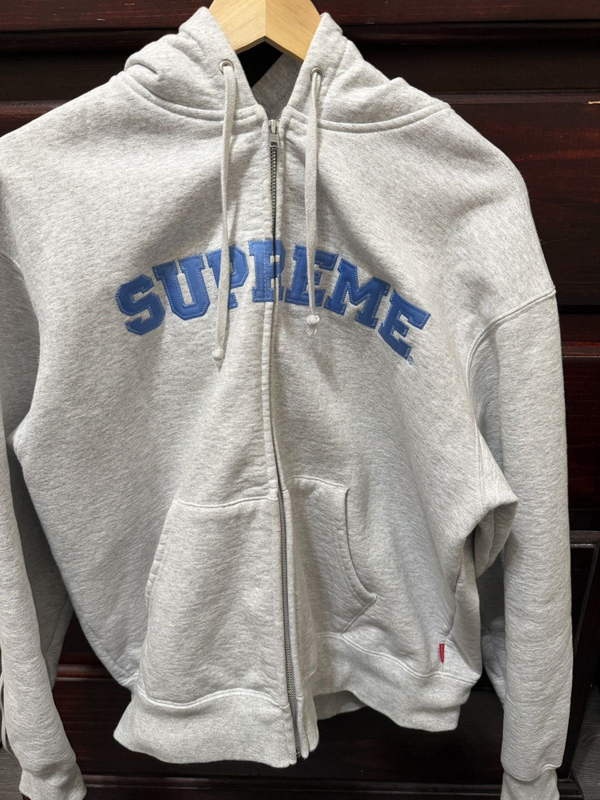 supreme collegiate appliqué zip up hoodie
