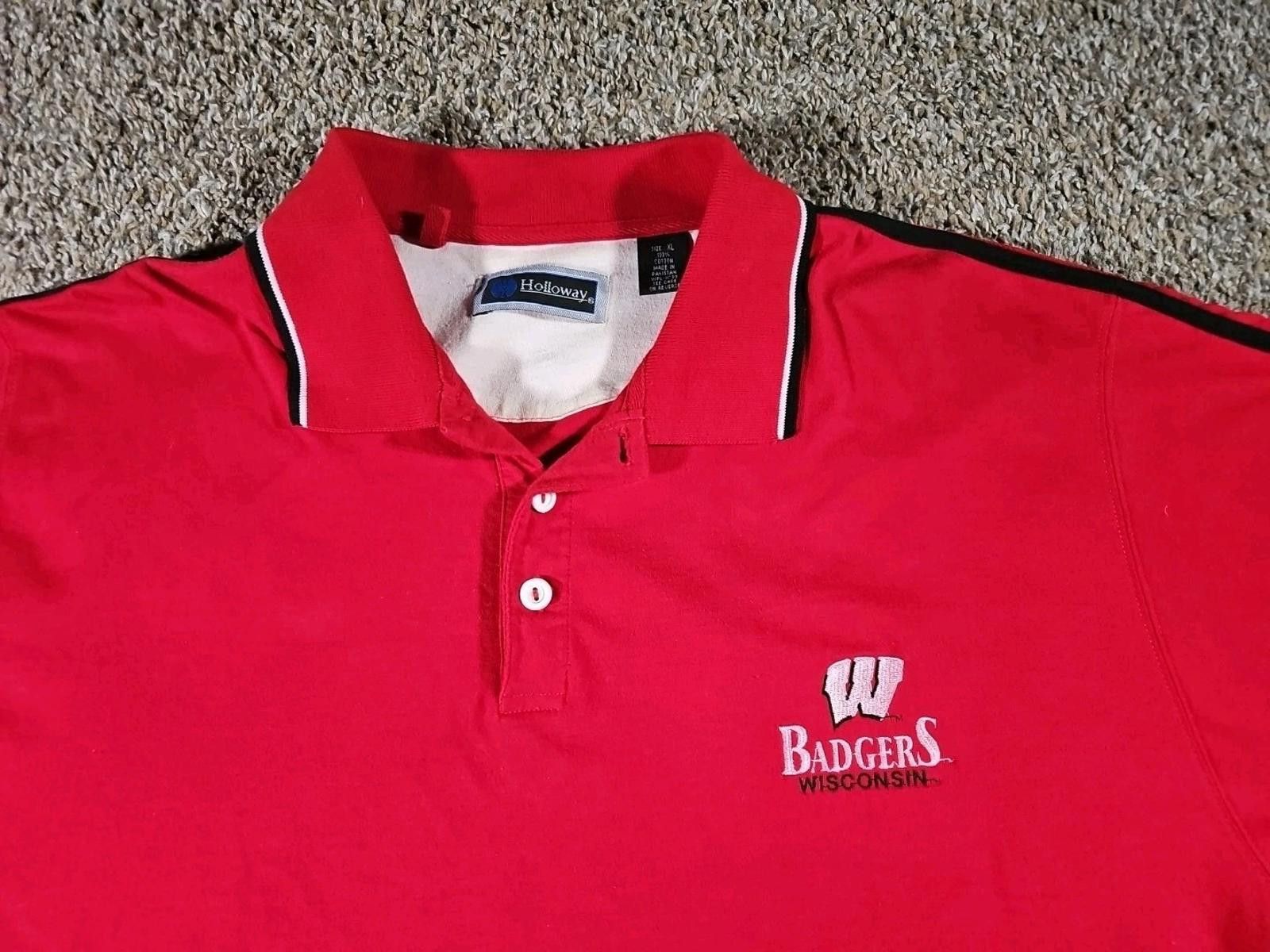 Holloway Holloway XL Wisconsin Badgers Red Polo Size ONE SIZE - 2 Thumbnail