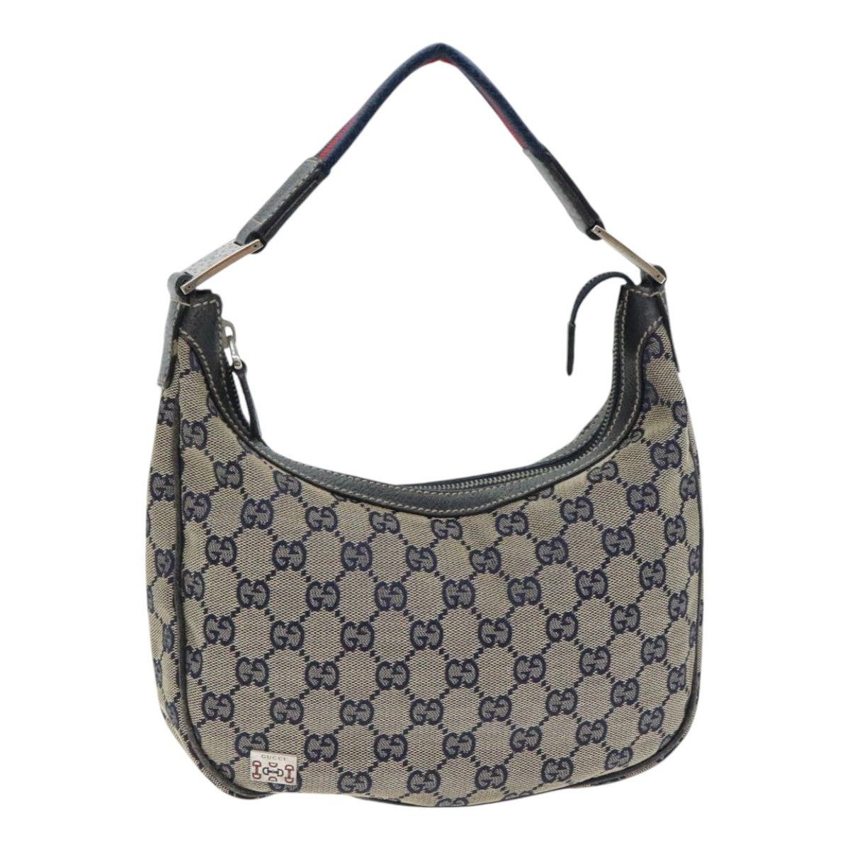 Gucci GUCCI GG Canvas Sherry Line Hand Bag Navy Silver Red Size ONE SIZE - 1 Thumbnail