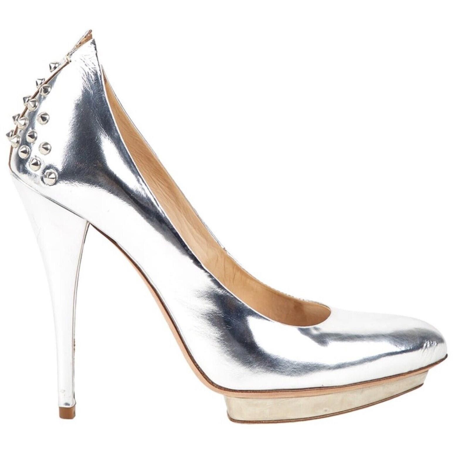 Alexander McQueen ALEXANDER MCQUEEN Studded Leather Pumps Heels Silver Size 39 Size US 9 / IT 39 - 3 Thumbnail