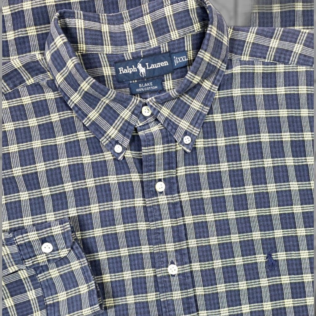 Polo Ralph Lauren VINTAGE Polo Ralph Lauren Blue Beige Plaid Long Sleeve Button Up Shirt M Twill Blake VTG Size US M / EU 48-50 / 2 - 1 Thumbnail