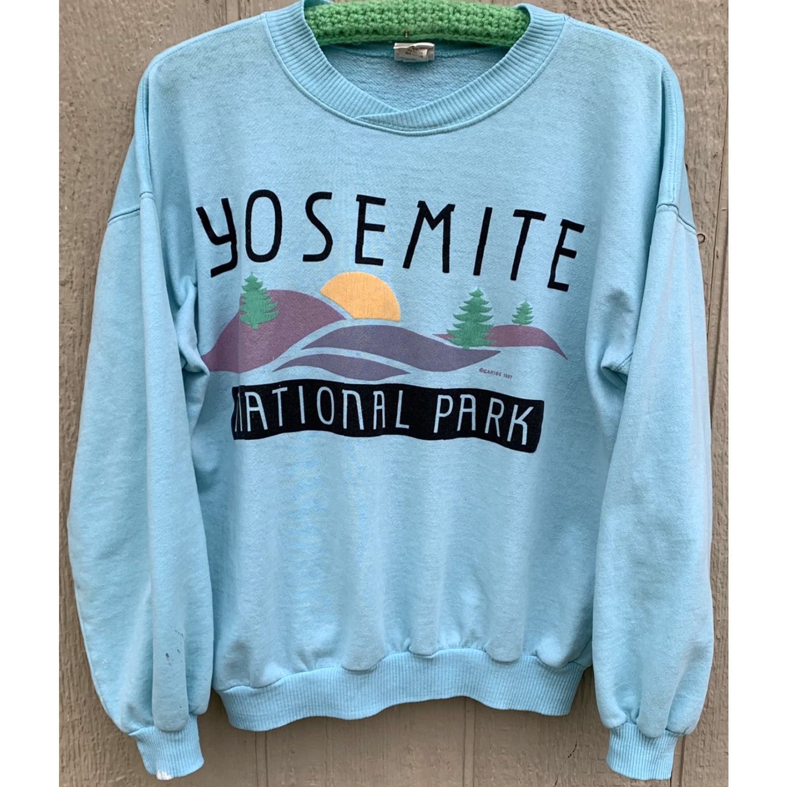 Vintage VINTAGE Caribe Yosemite National Park sweatshirt top long sleeve tee 1987 size S green Womens 80s 1980s Size S / US 4 / IT 40 - 3 Thumbnail