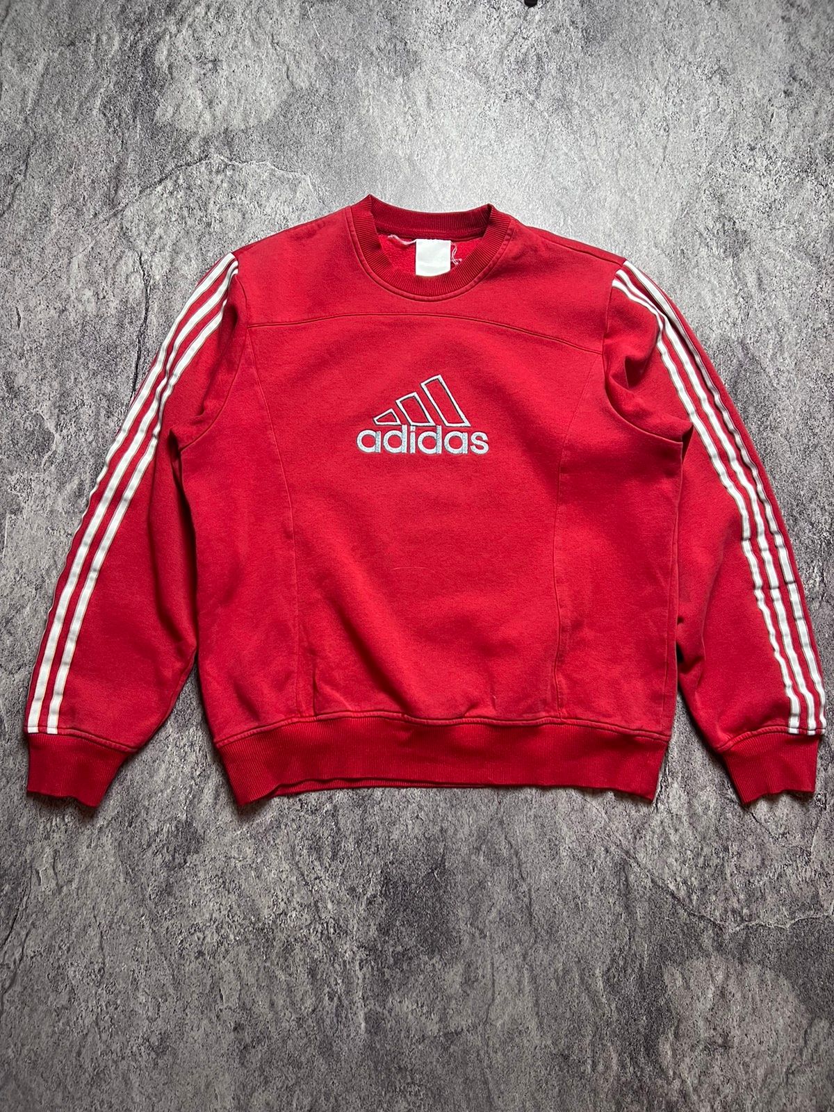 Pre-owned Adidas X Vintage Y2k Vintage Adidas 3 Stripes Baggy Soccer Style Sweatshirt In Light Red