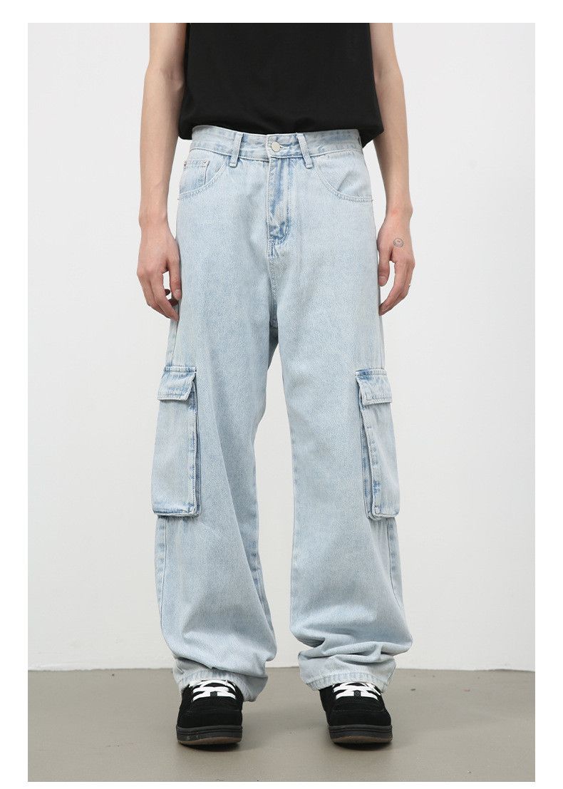 Japanese Brand Vintage washed light blue cargo jeans y2k Size US 34 / EU 50 - 1 Thumbnail