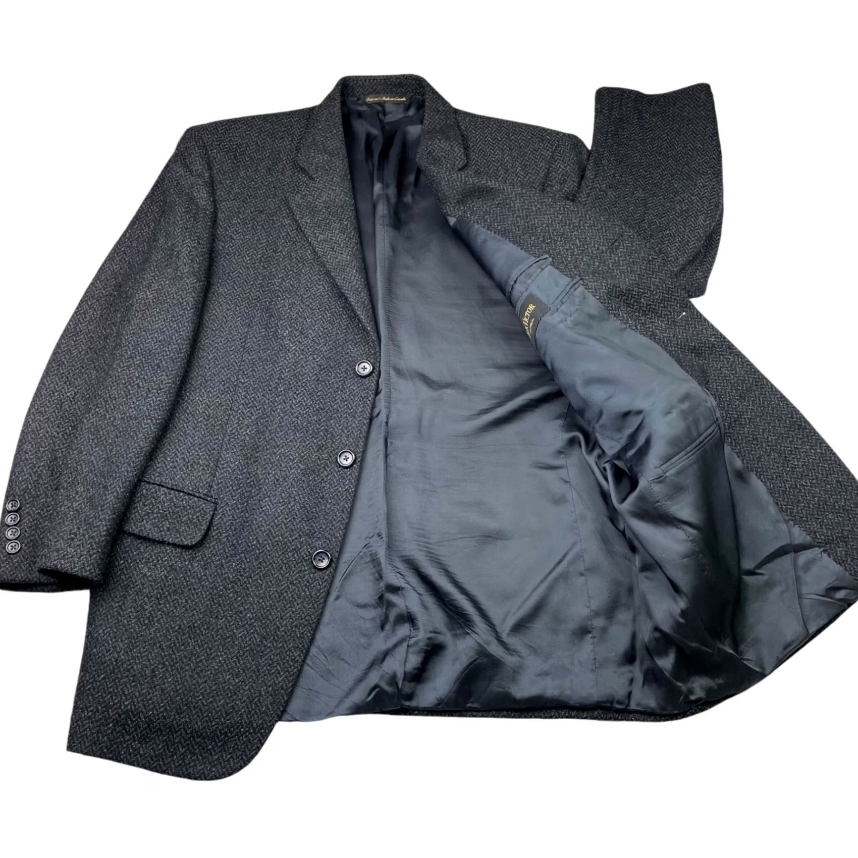 Jack Victor VINTAGE Jack Victor Blazer Men 42R Lanzawood Wool Tweed 3-Button Blue/Black/Tan Notch Lapel Size 42R - 3 Thumbnail