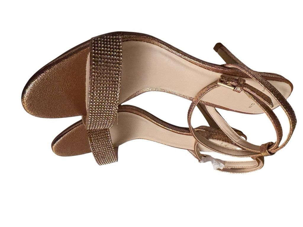 Halston H by Halston Metallic Rose Gold Crystal Strap Sandals - $128 Size US 8.5 / IT 38.5 - 4 Thumbnail