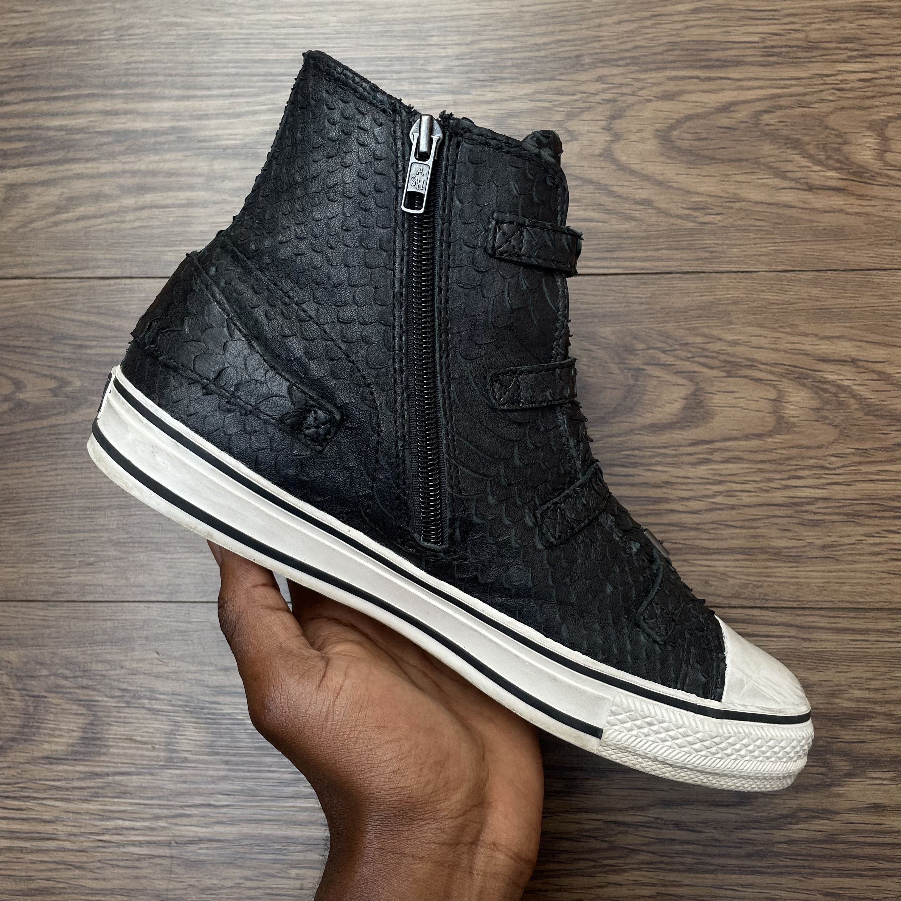 ASH ASH Virgin Buckle High Top Sneakers Black Embossed Leather Size US 11 / IT 41 - 6 Thumbnail